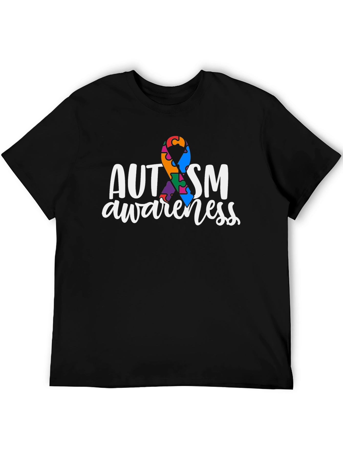 Autism Awareness Ribbon T-Shirt - Black