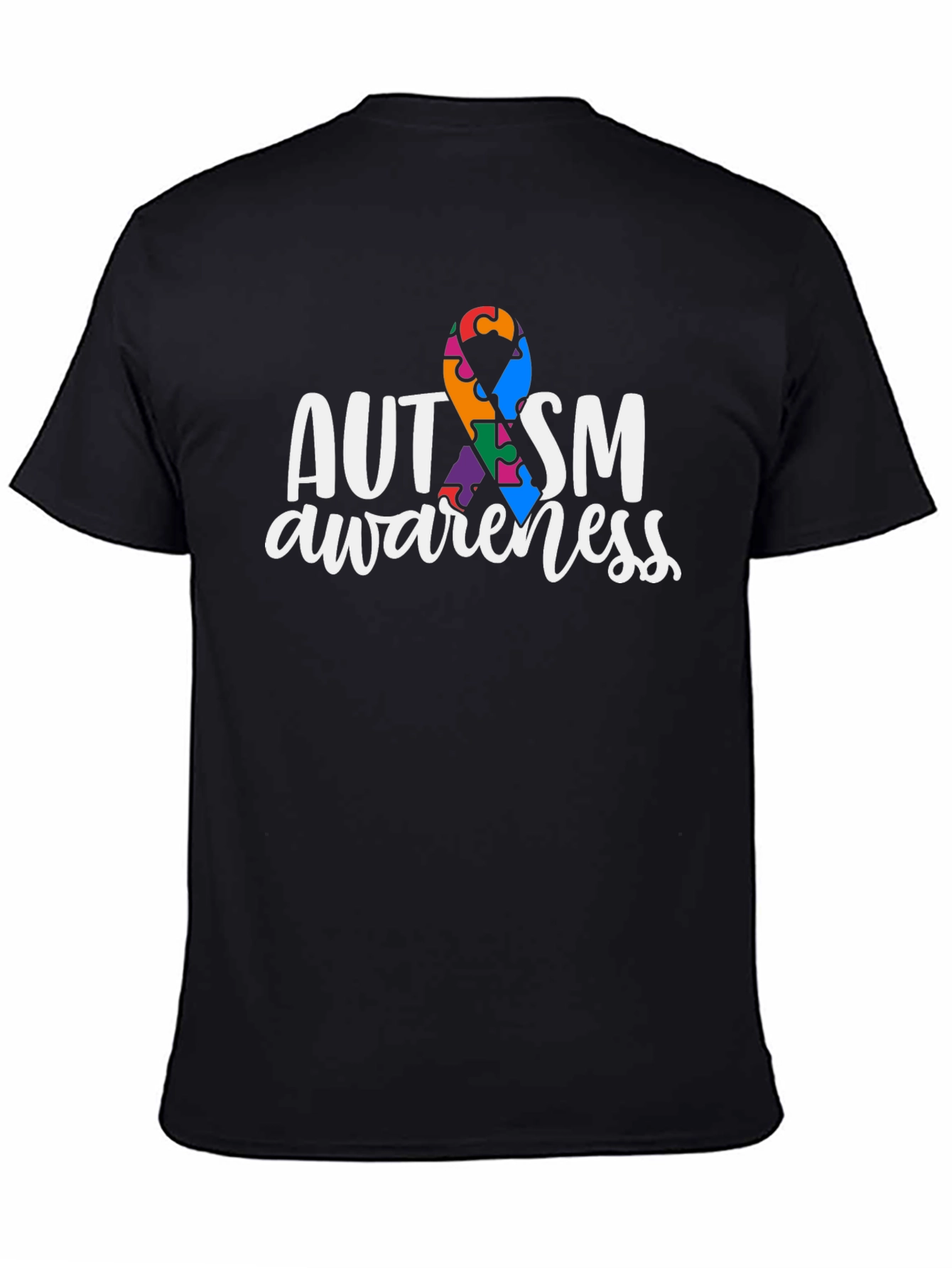 Autism Awareness Ribbon T-Shirt - Black