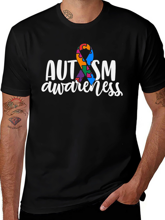 Autism Awareness Ribbon T-Shirt - Black