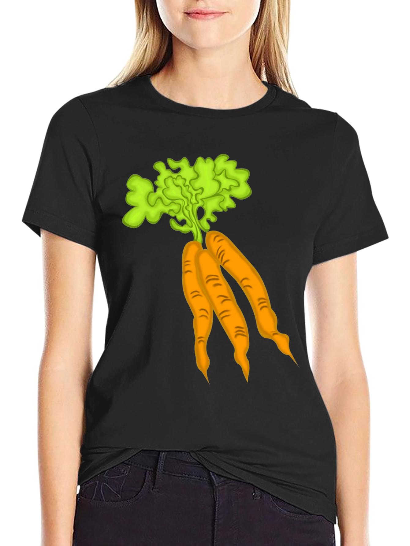 Carrot Graphic T-Shirt Black Cotton Tee