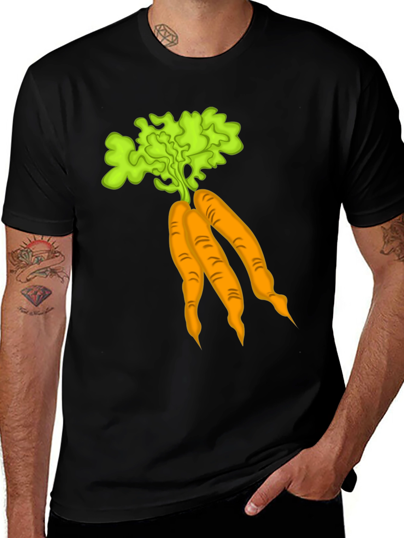 Carrot Graphic T-Shirt Black Cotton Tee