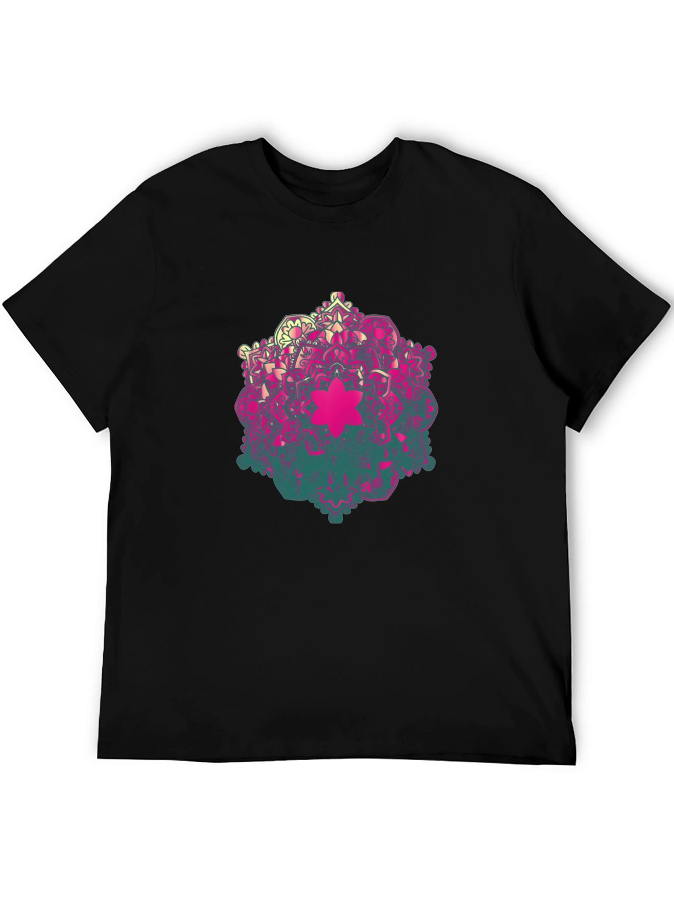 Geometric Mandala Graphic Tee - Mens Black T-Shirt