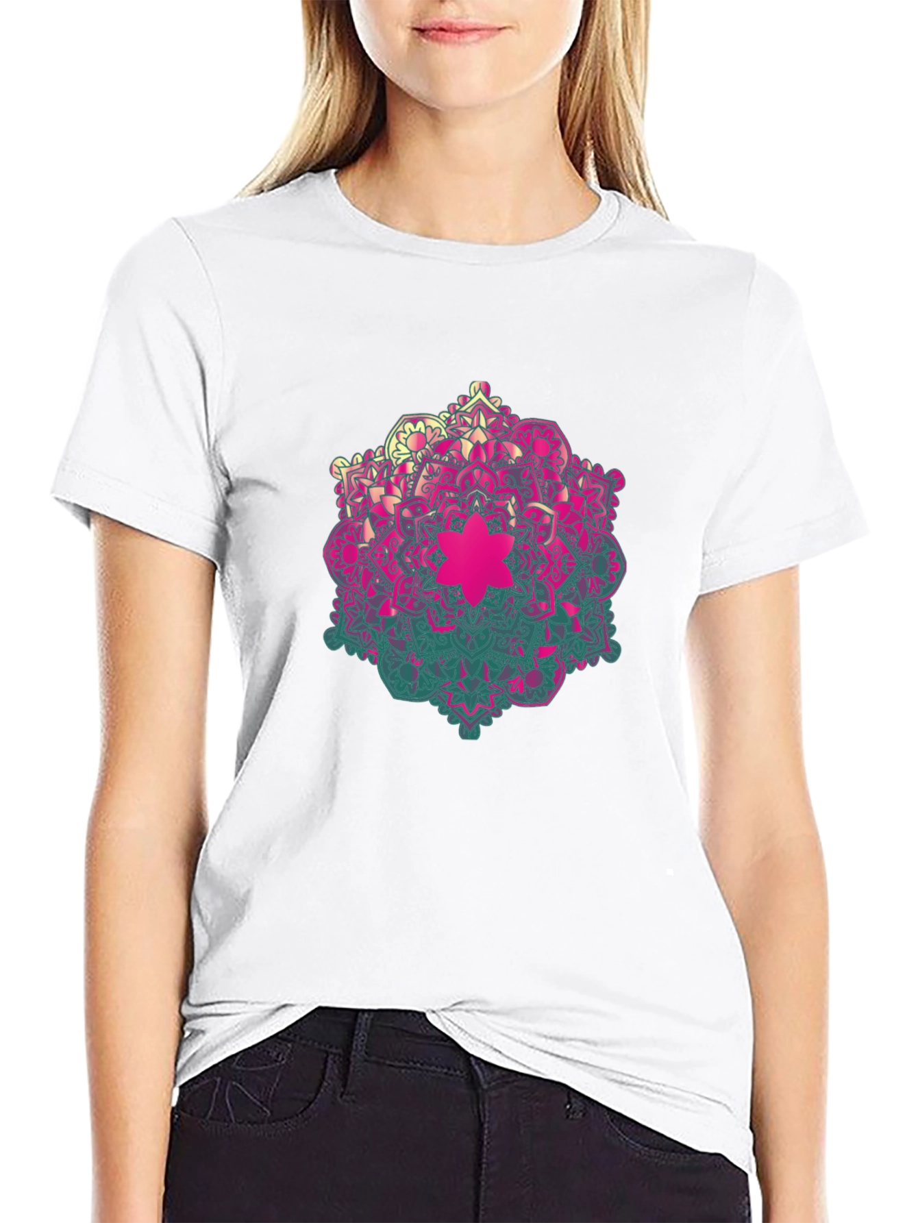 Geometric Mandala Graphic Tee - Mens Black T-Shirt