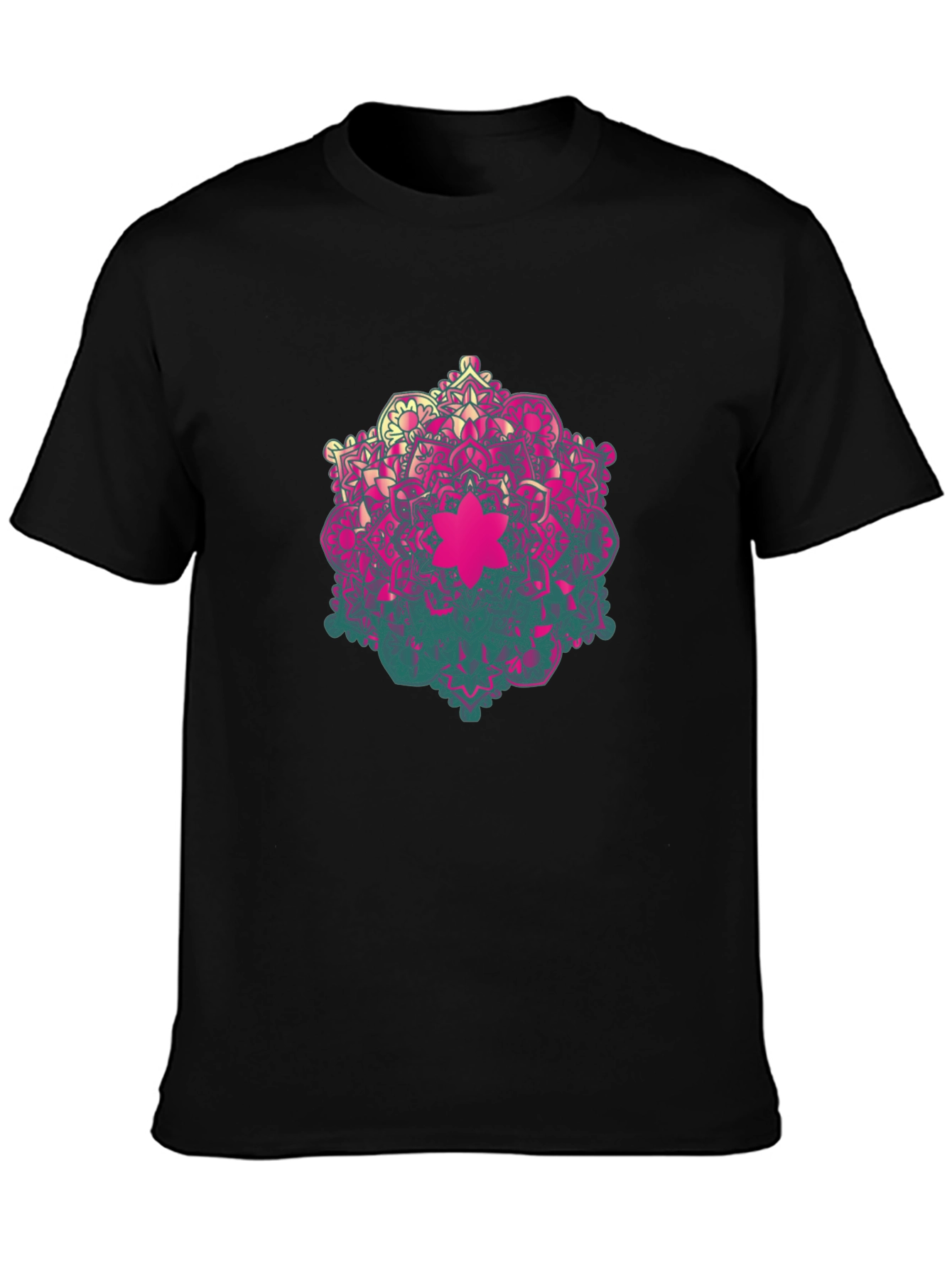Geometric Mandala Graphic Tee - Mens Black T-Shirt