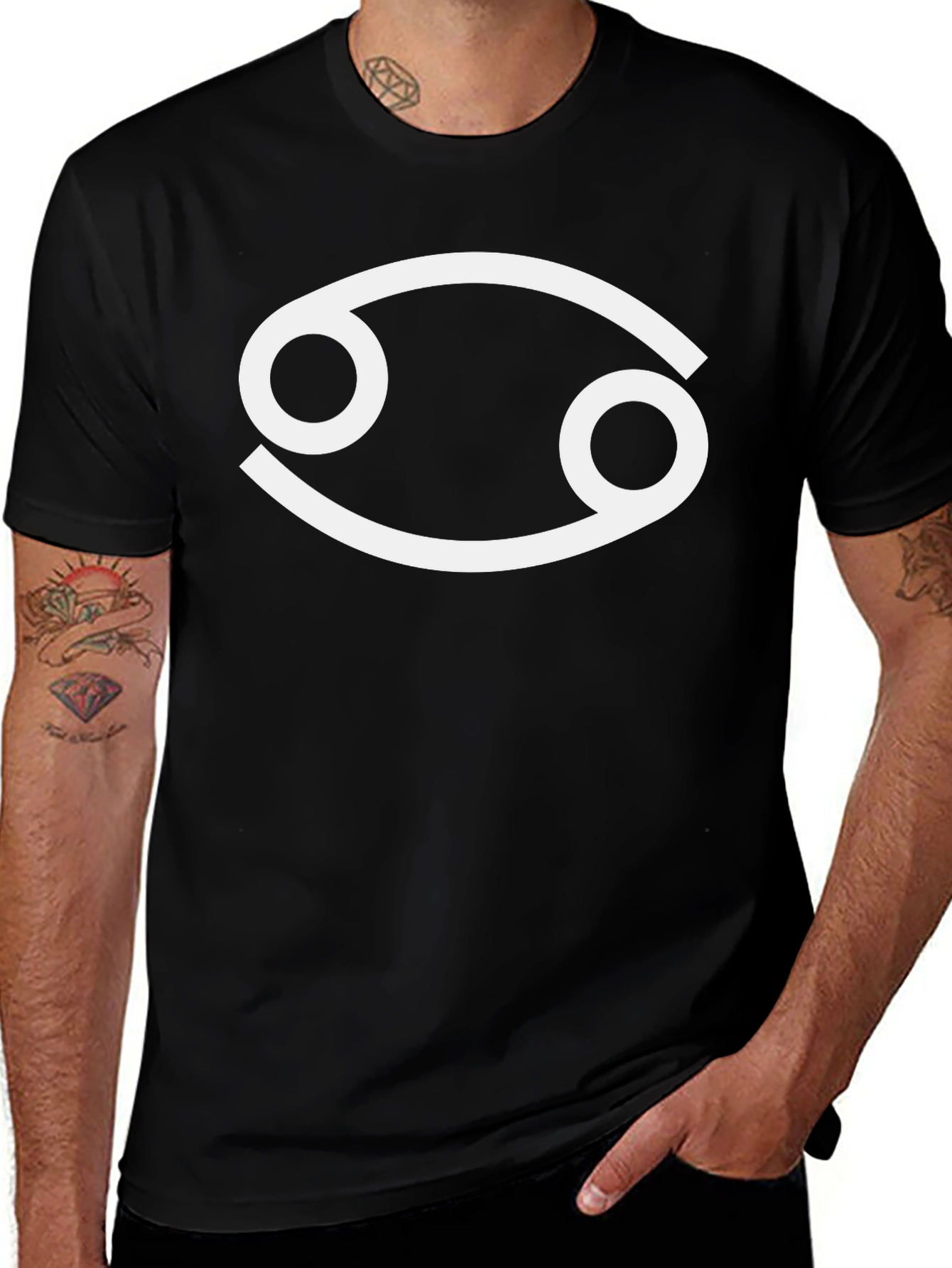 Cancer Zodiac Symbol T-Shirt - Black