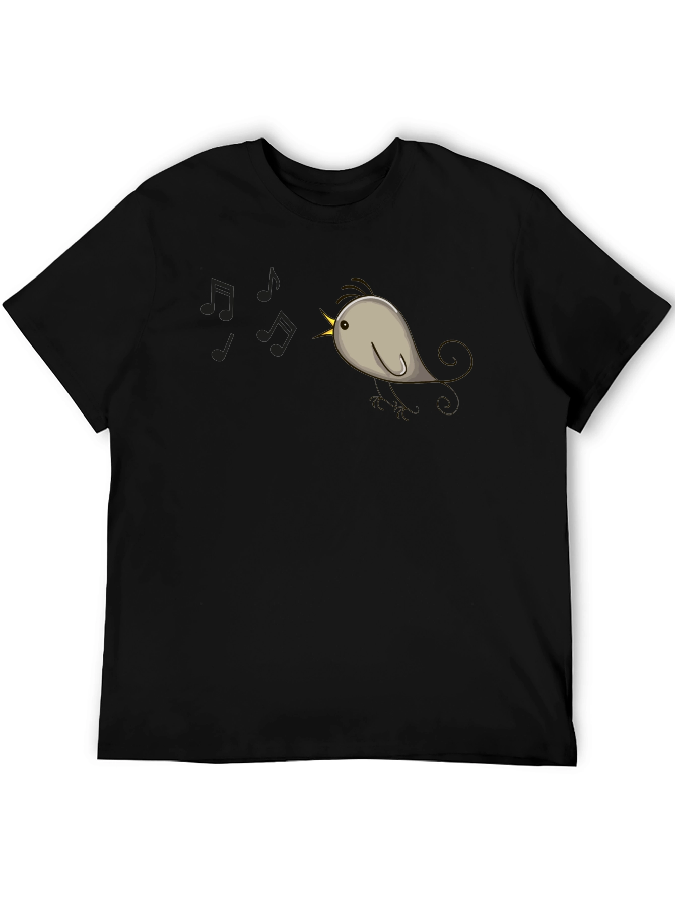 Singing Bird Graphic Tee - Black Cotton Comfort