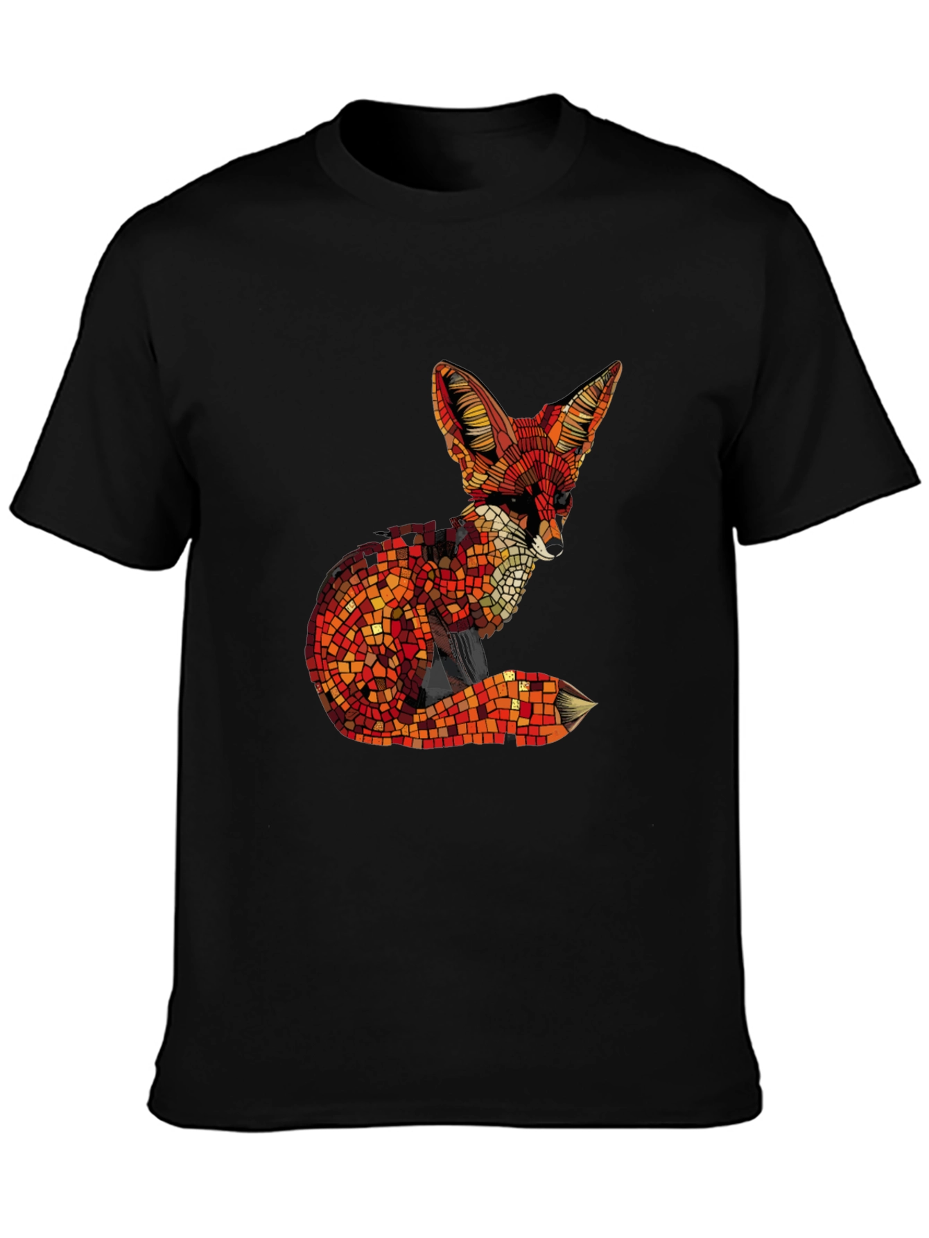 Geometric Fox Graphic Tee - Stylish Mens Black T-Shirt