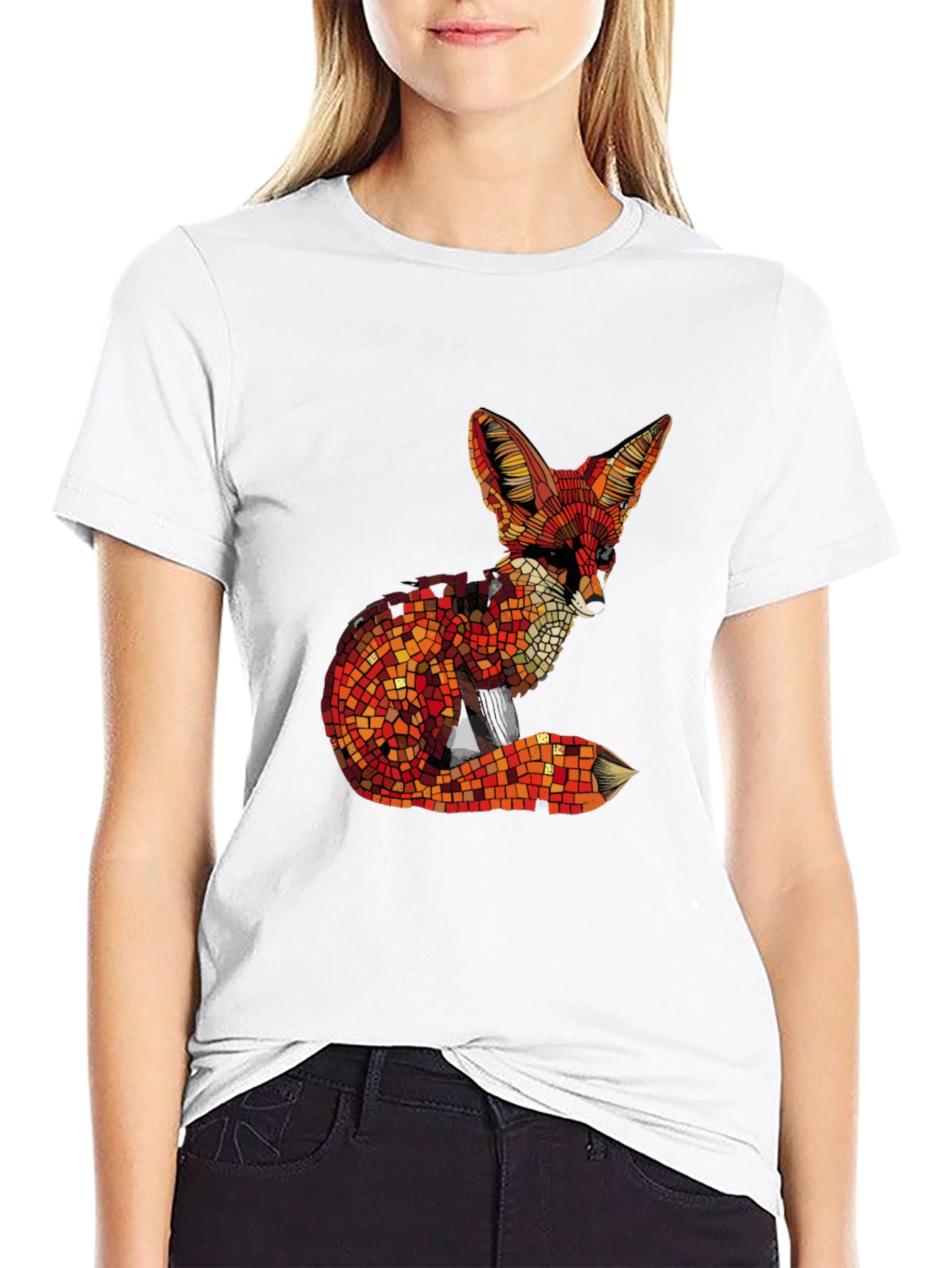 Geometric Fox Graphic Tee - Stylish Mens Black T-Shirt