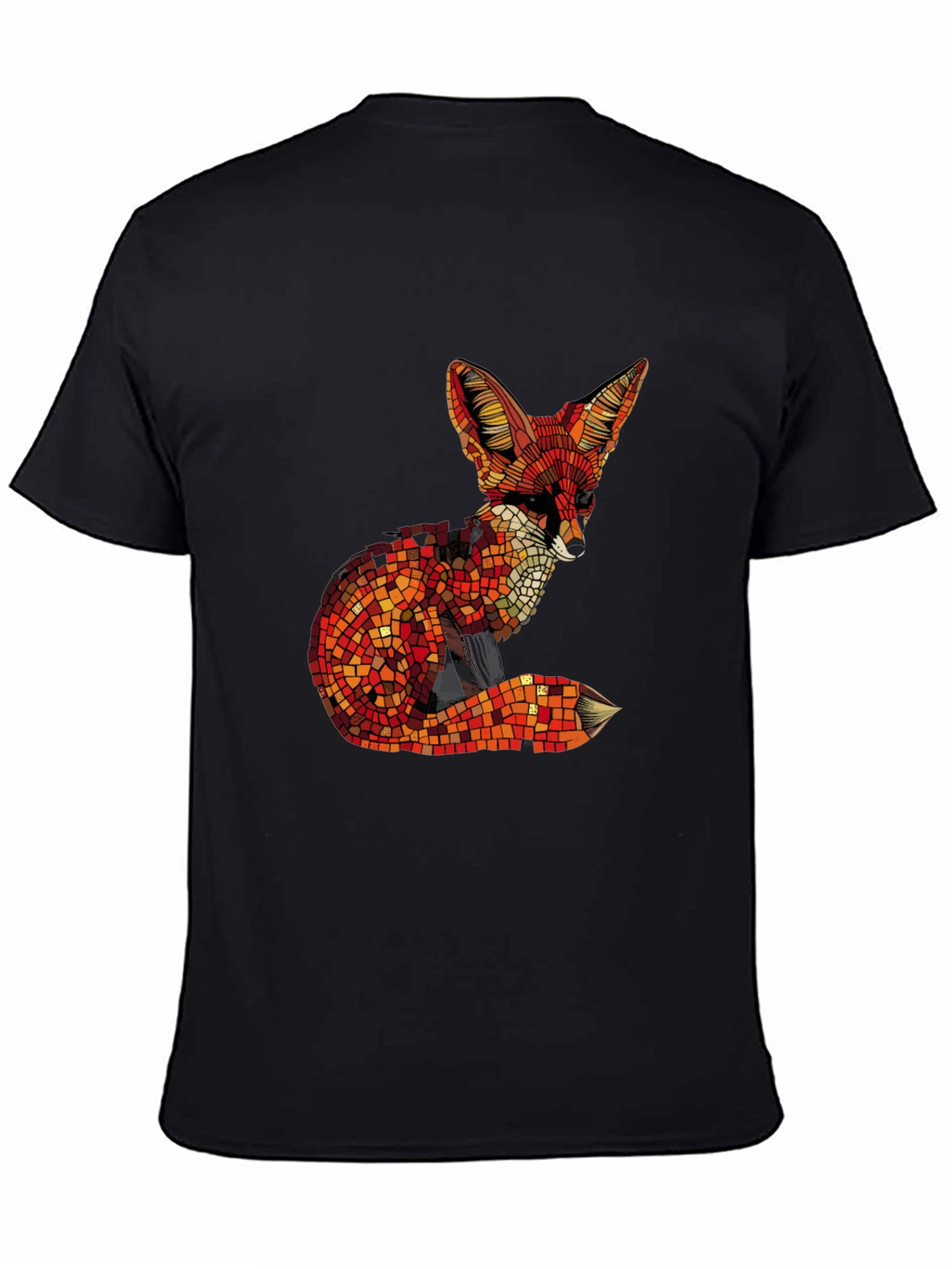 Geometric Fox Graphic Tee - Stylish Mens Black T-Shirt