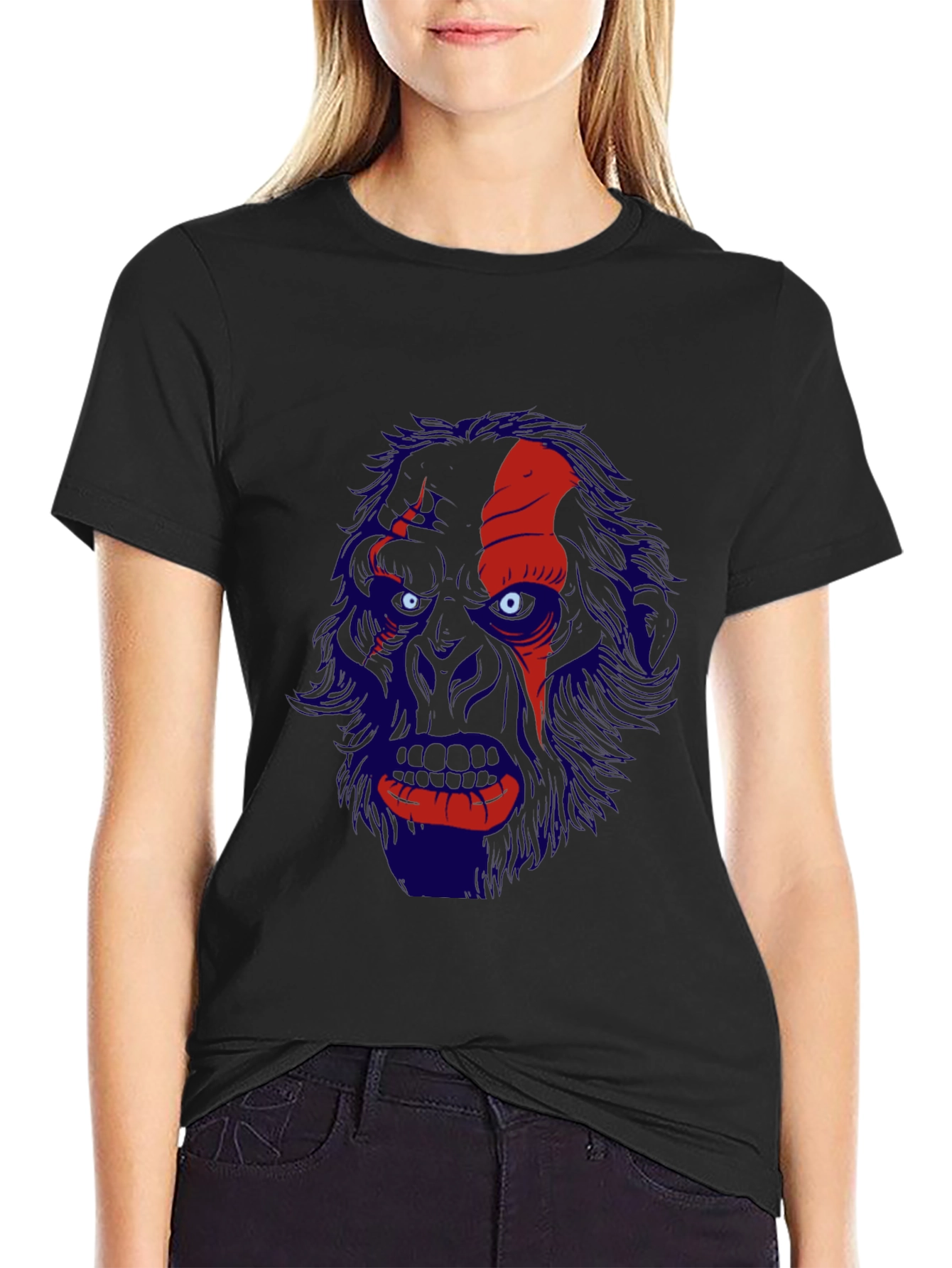 Mens Black T-Shirt with Graphic Print
