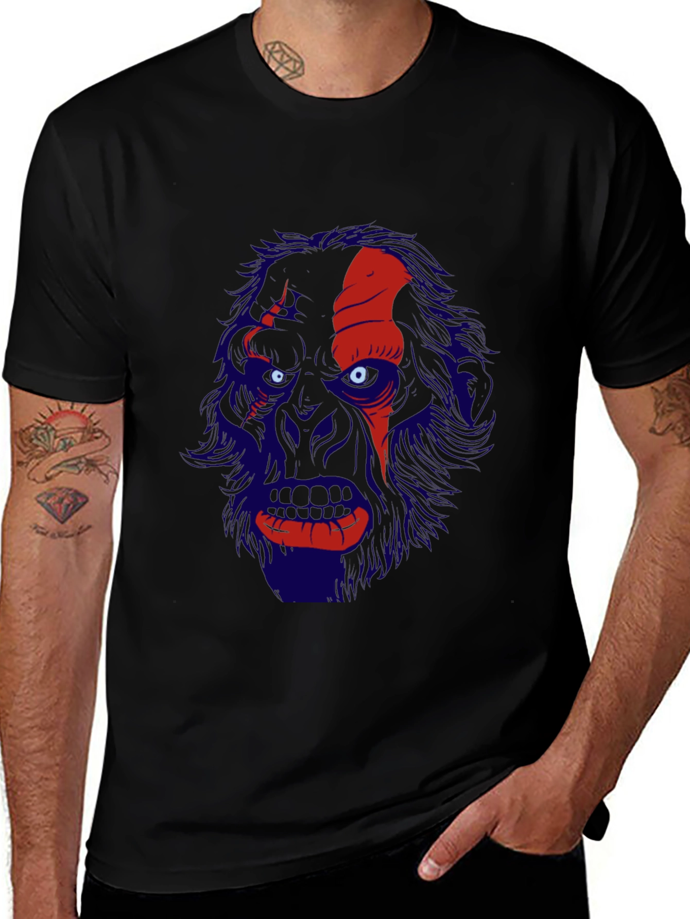 Mens Black T-Shirt with Graphic Print