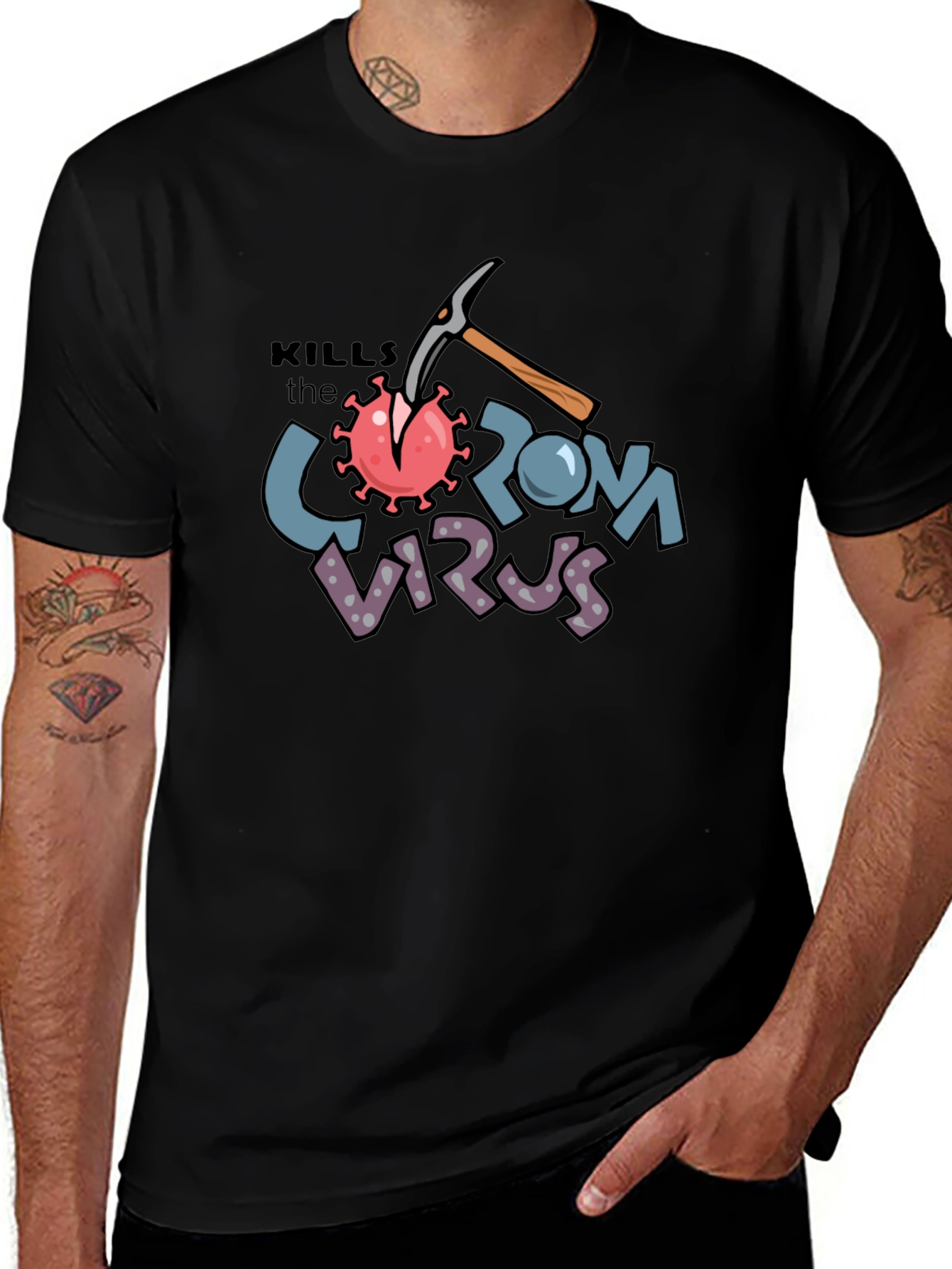 Kills the Corona Virus Black T-Shirt