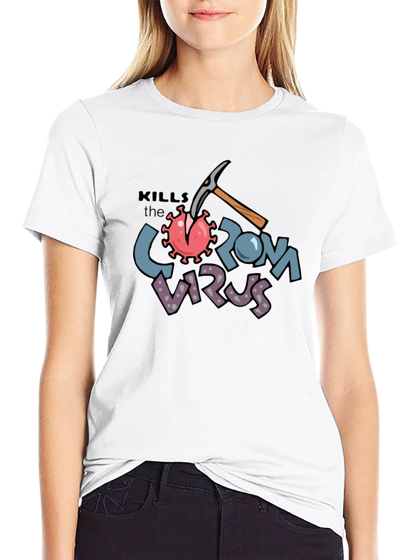 Kills the Corona Virus Black T-Shirt
