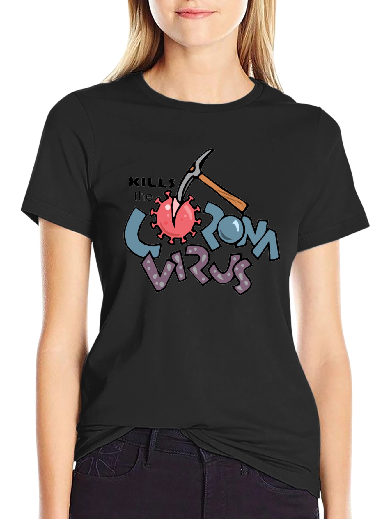 Kills the Corona Virus Black T-Shirt