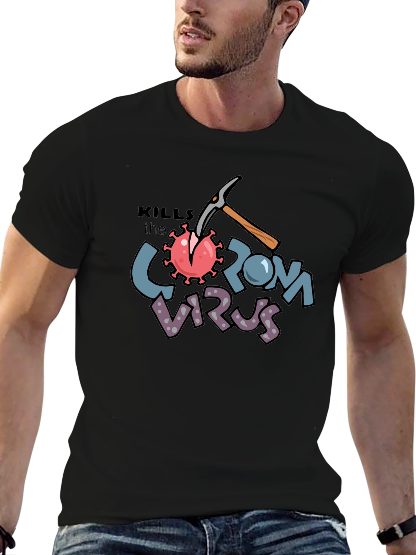 Kills the Corona Virus Black T-Shirt