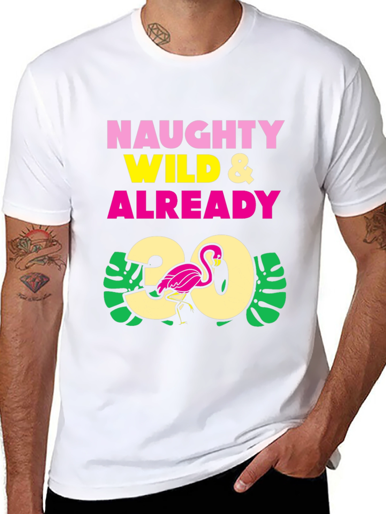 Naughty Wild & Already 30 Flamingo Graphic T-Shirt
