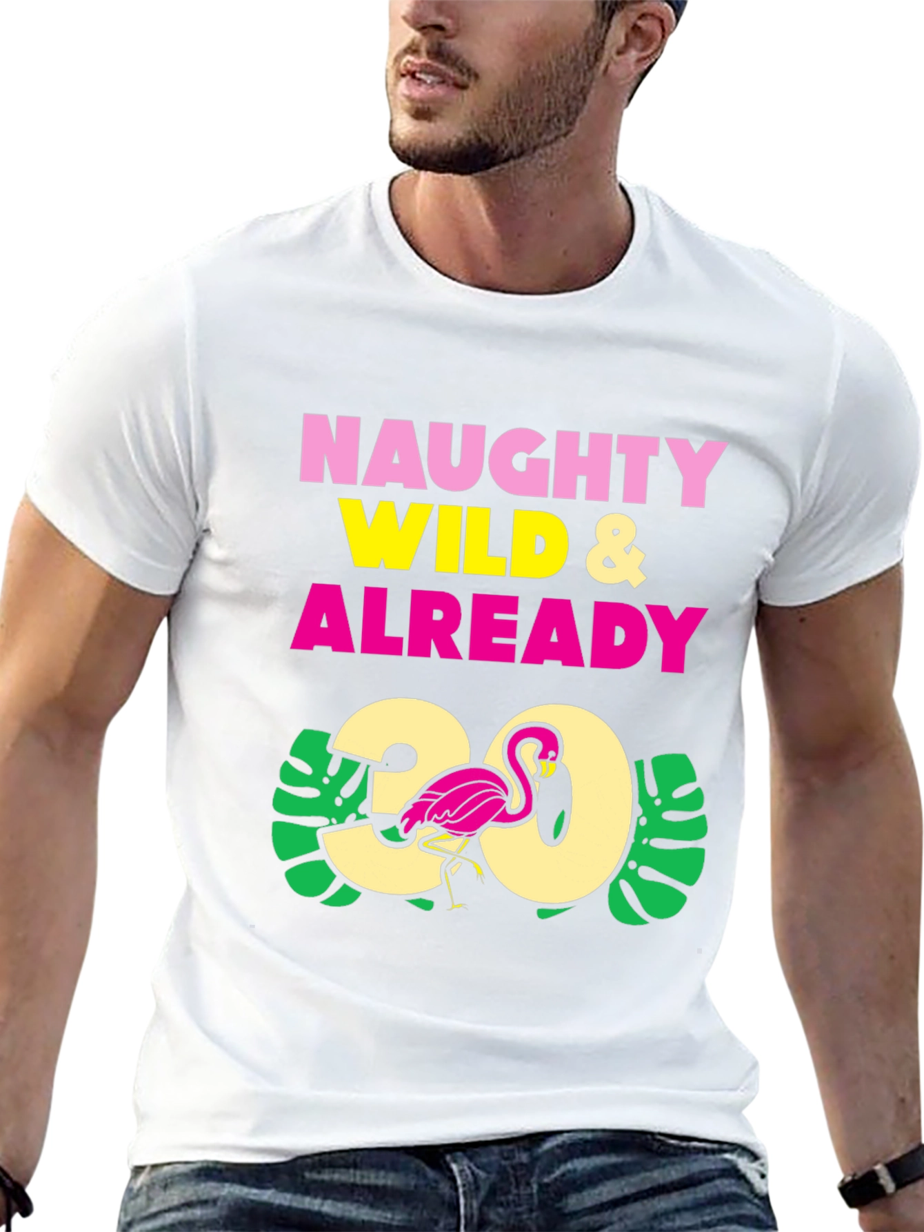 Naughty Wild & Already 30 Flamingo Graphic T-Shirt