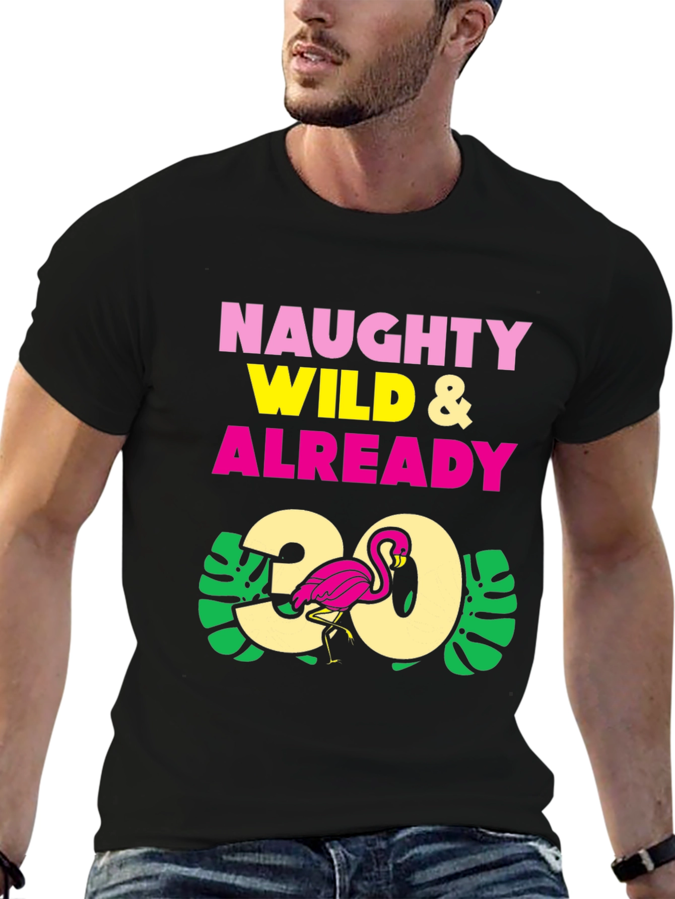 Naughty Wild & Already 30 Flamingo Graphic T-Shirt