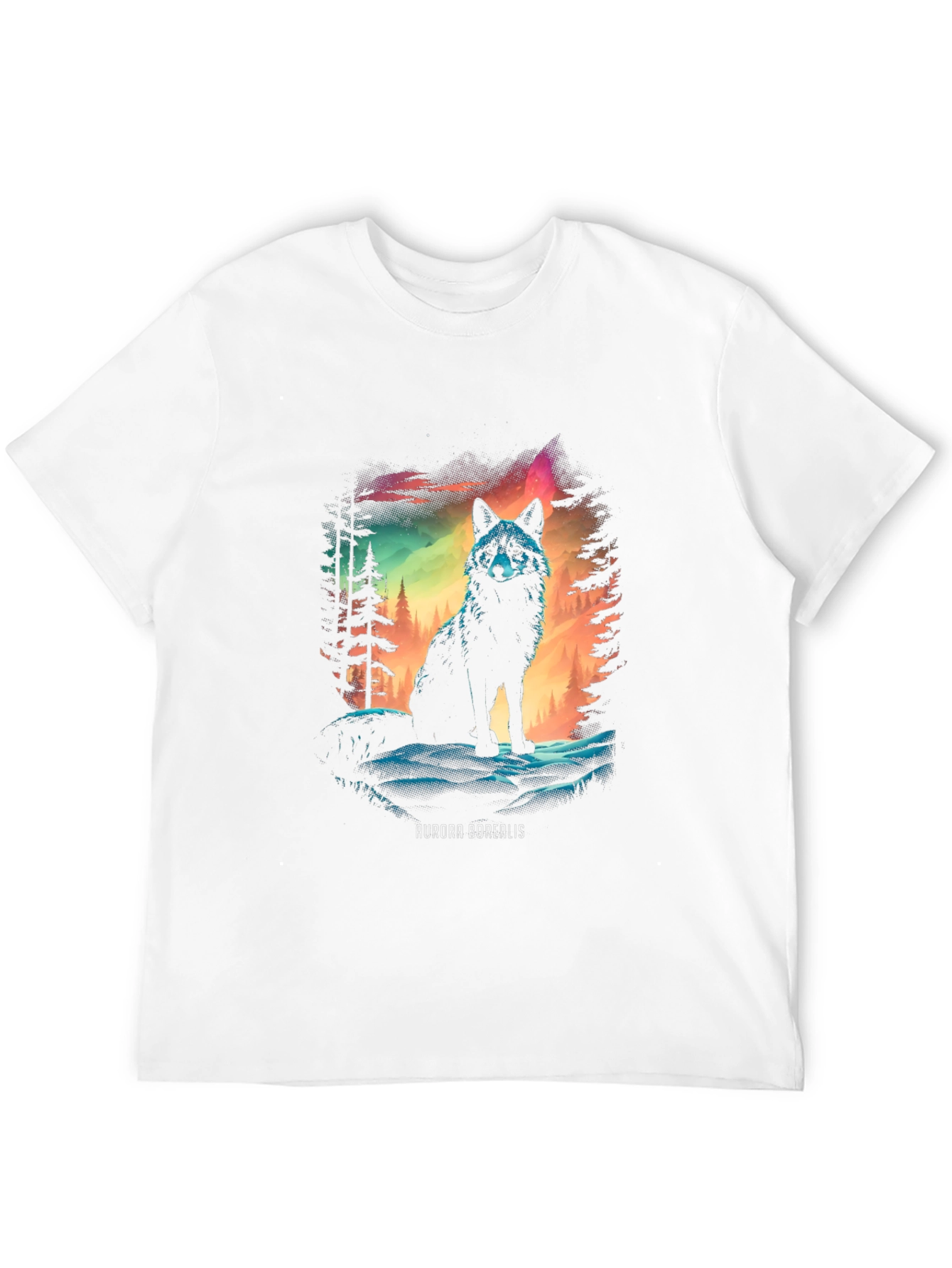 Aurora Borealis Wolf Graphic T-Shirt