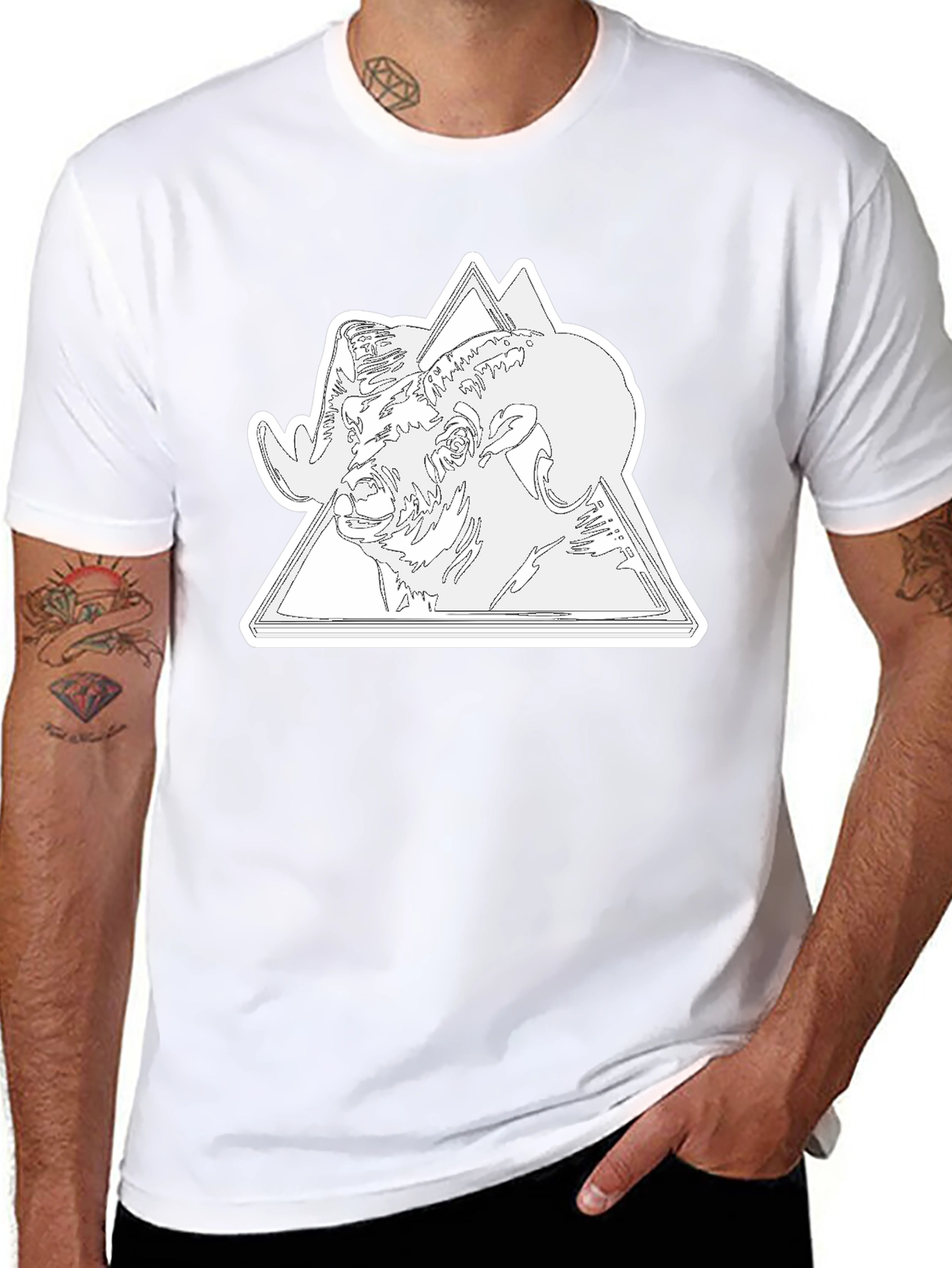 Ram & Mountain Graphic Tee - Black Cotton