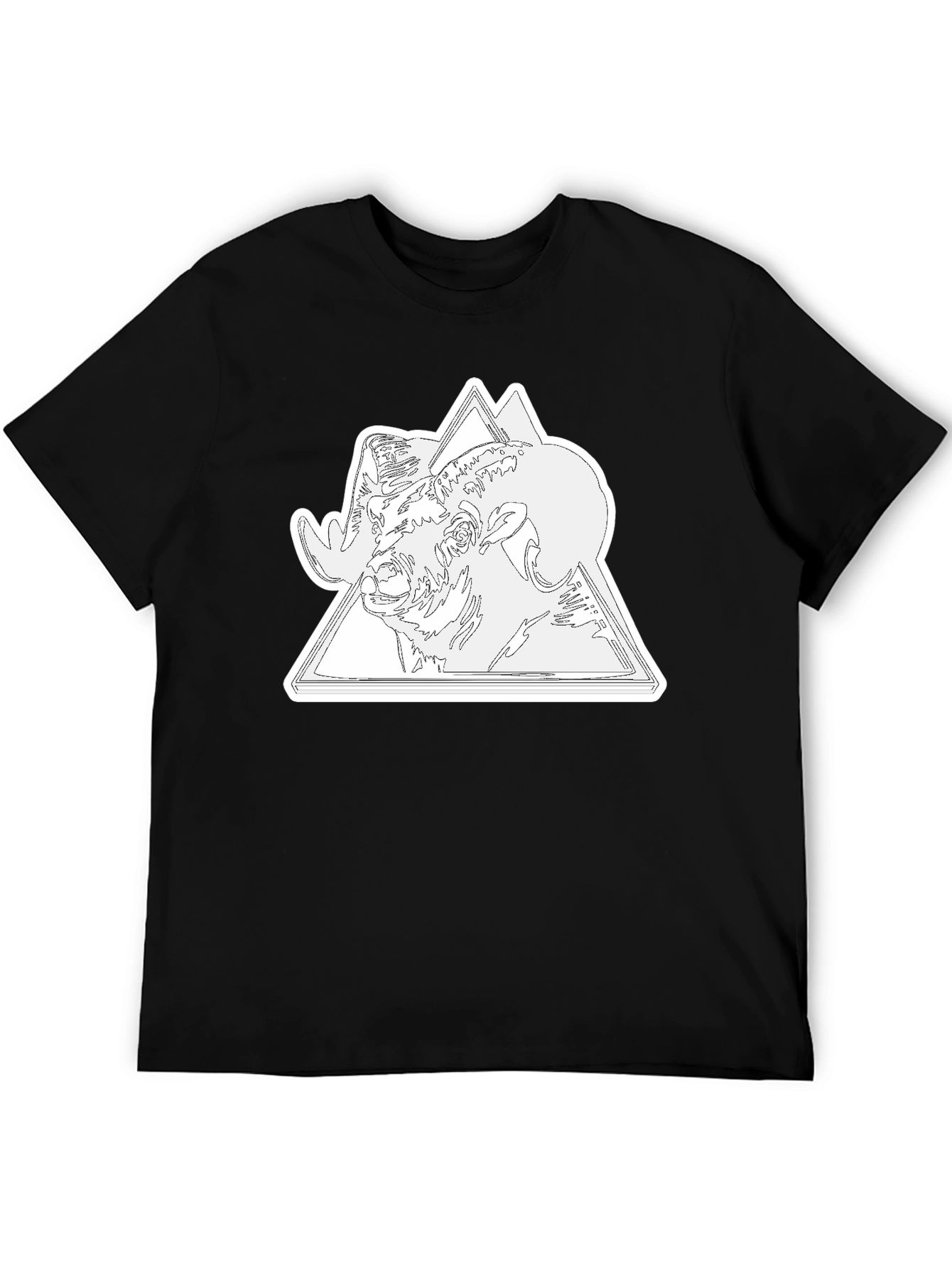 Ram & Mountain Graphic Tee - Black Cotton