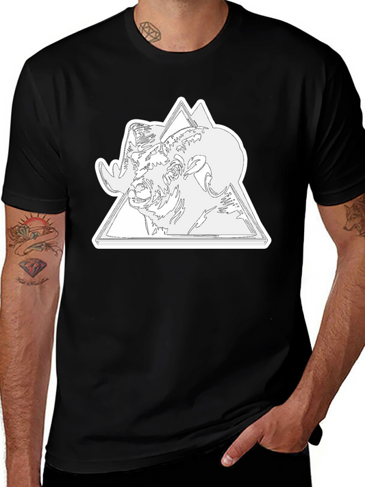 Ram & Mountain Graphic Tee - Black Cotton