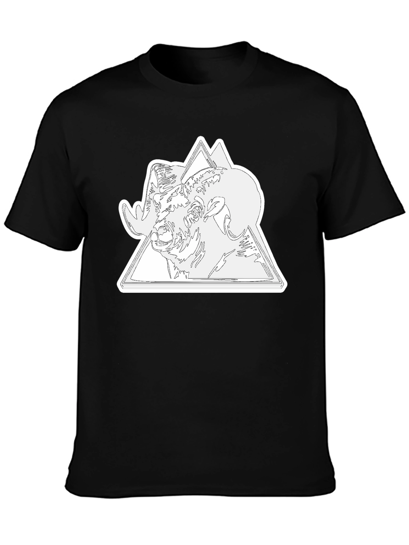 Ram & Mountain Graphic Tee - Black Cotton