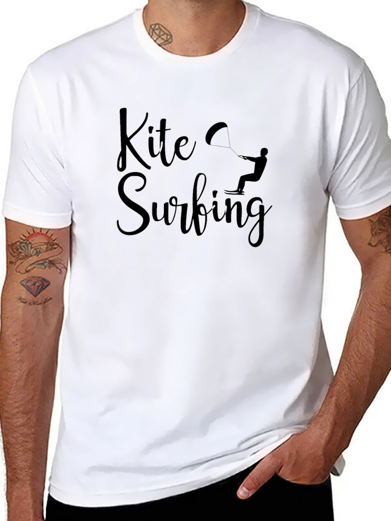 Kite Surfing Black Graphic Tee - Water Sports