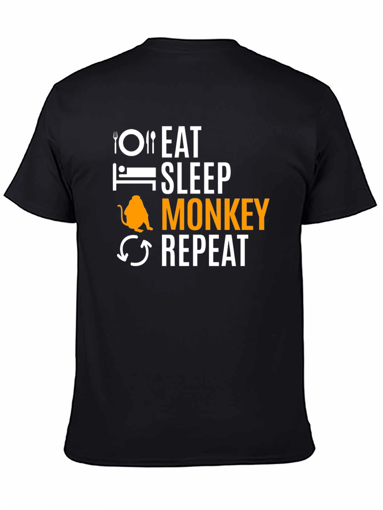 Eat Sleep Monkey Repeat Black T-Shirt