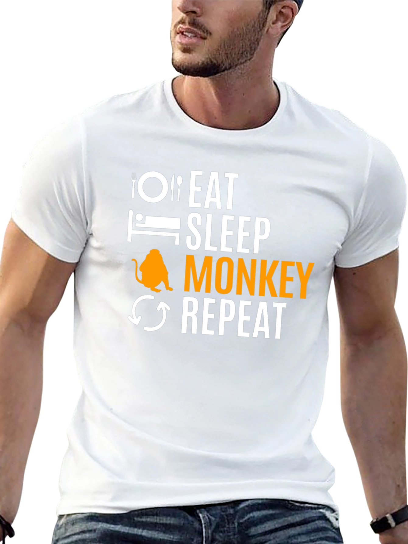 Eat Sleep Monkey Repeat Black T-Shirt