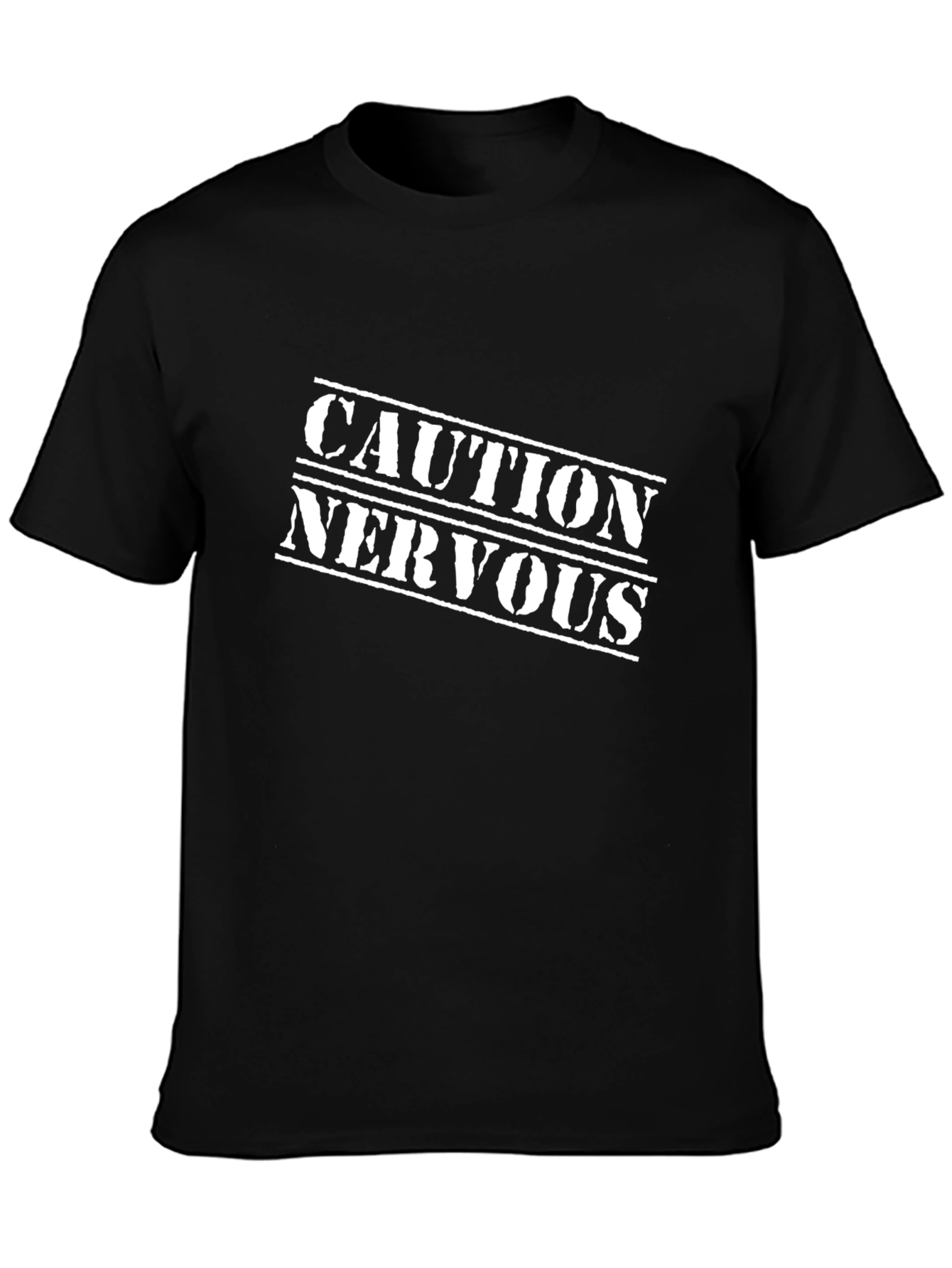 Caution Nervous Graphic T-Shirt - Black Cotton Tee