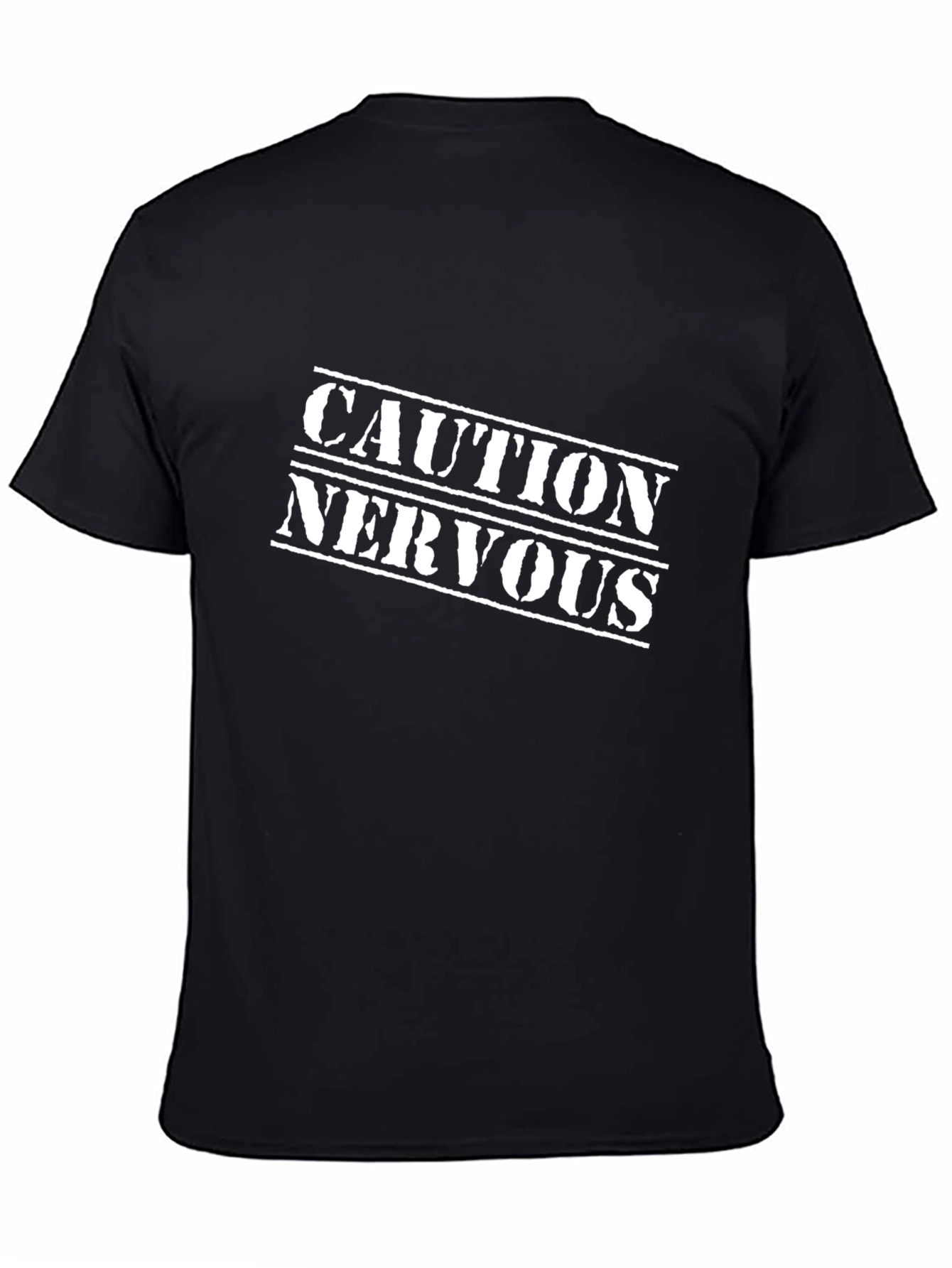 Caution Nervous Graphic T-Shirt - Black Cotton Tee