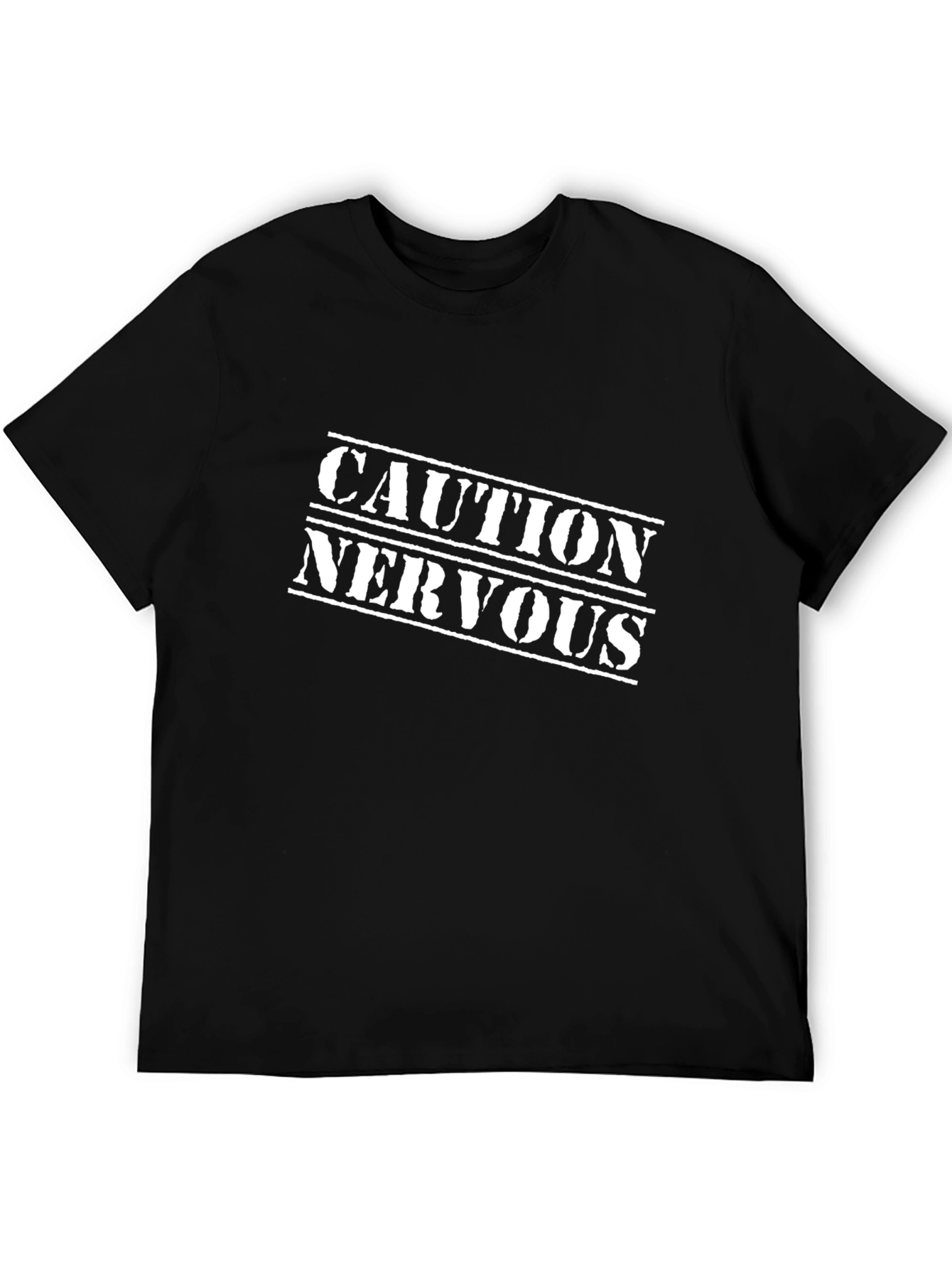 Caution Nervous Graphic T-Shirt - Black Cotton Tee