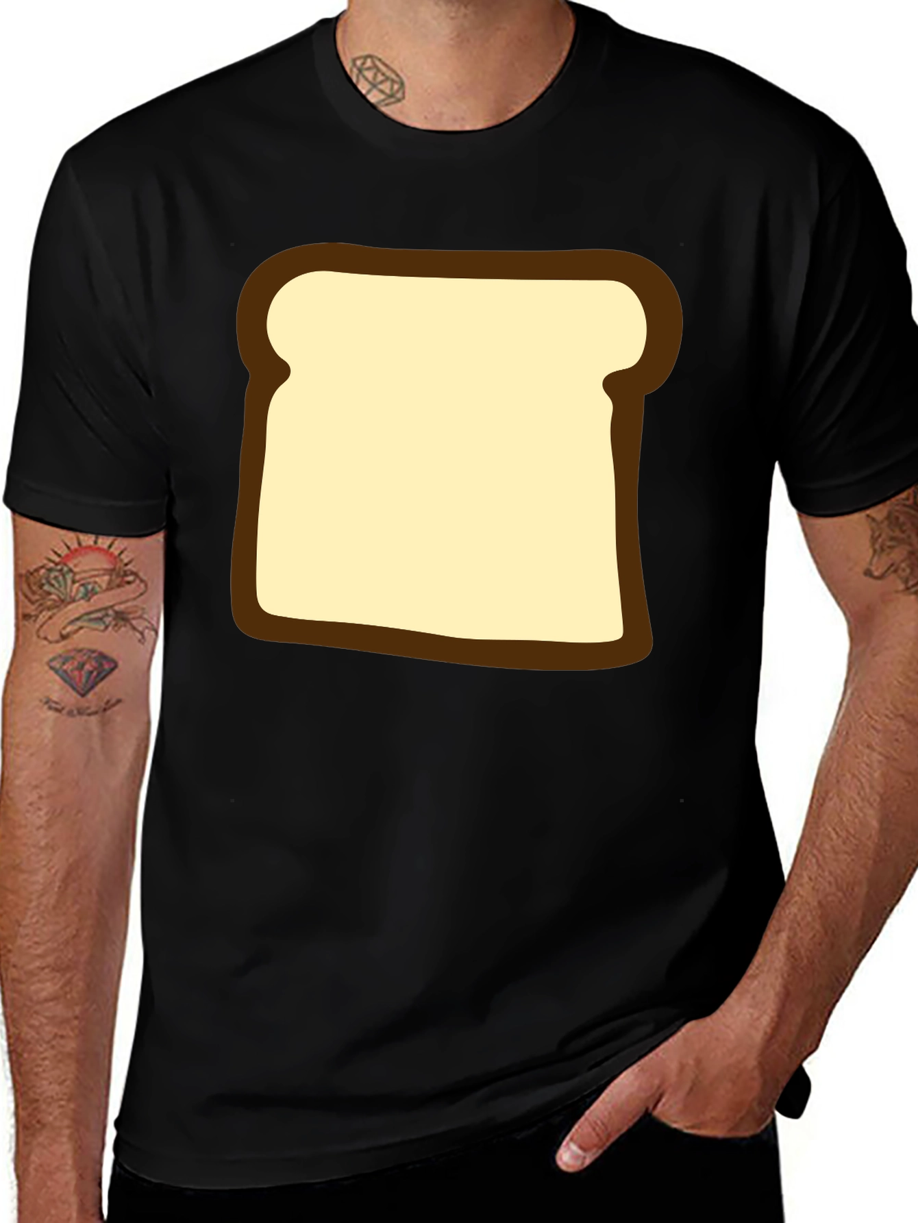 Funny Toast Graphic T-Shirt - Black Comfortable Fit