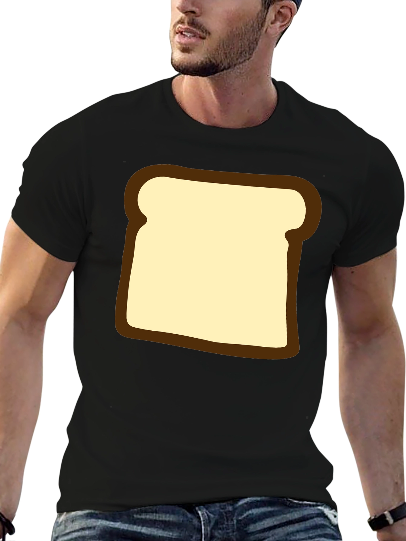 Funny Toast Graphic T-Shirt - Black Comfortable Fit