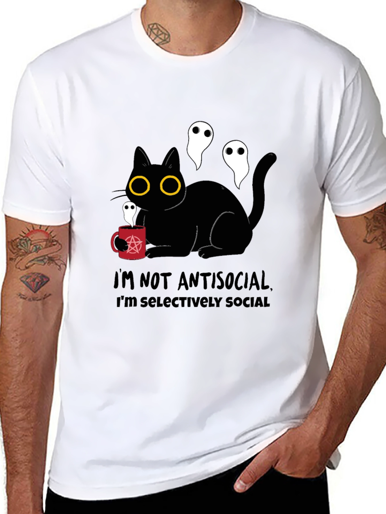 Antisocial Cat Graphic T-Shirt