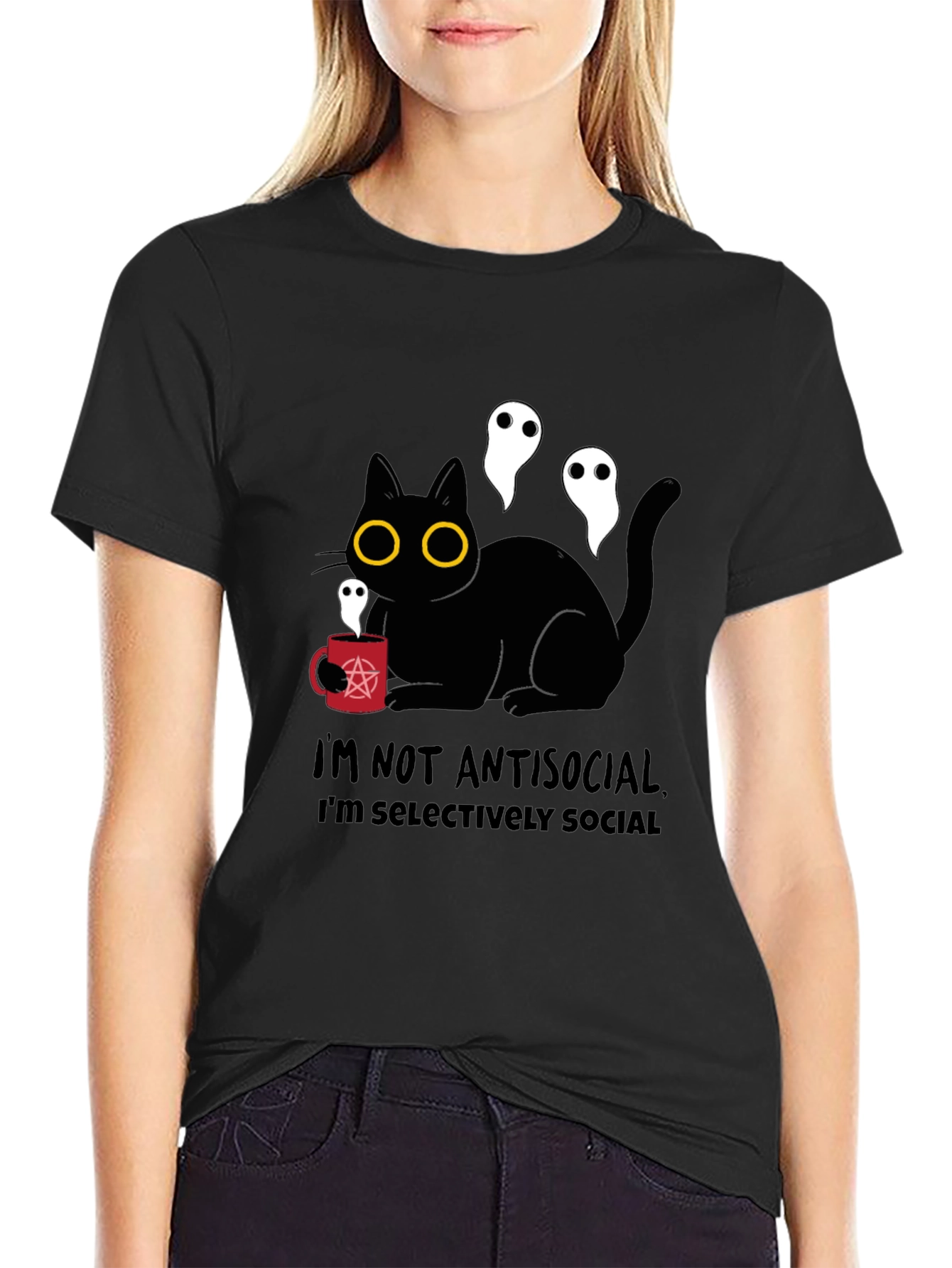 Antisocial Cat Graphic T-Shirt