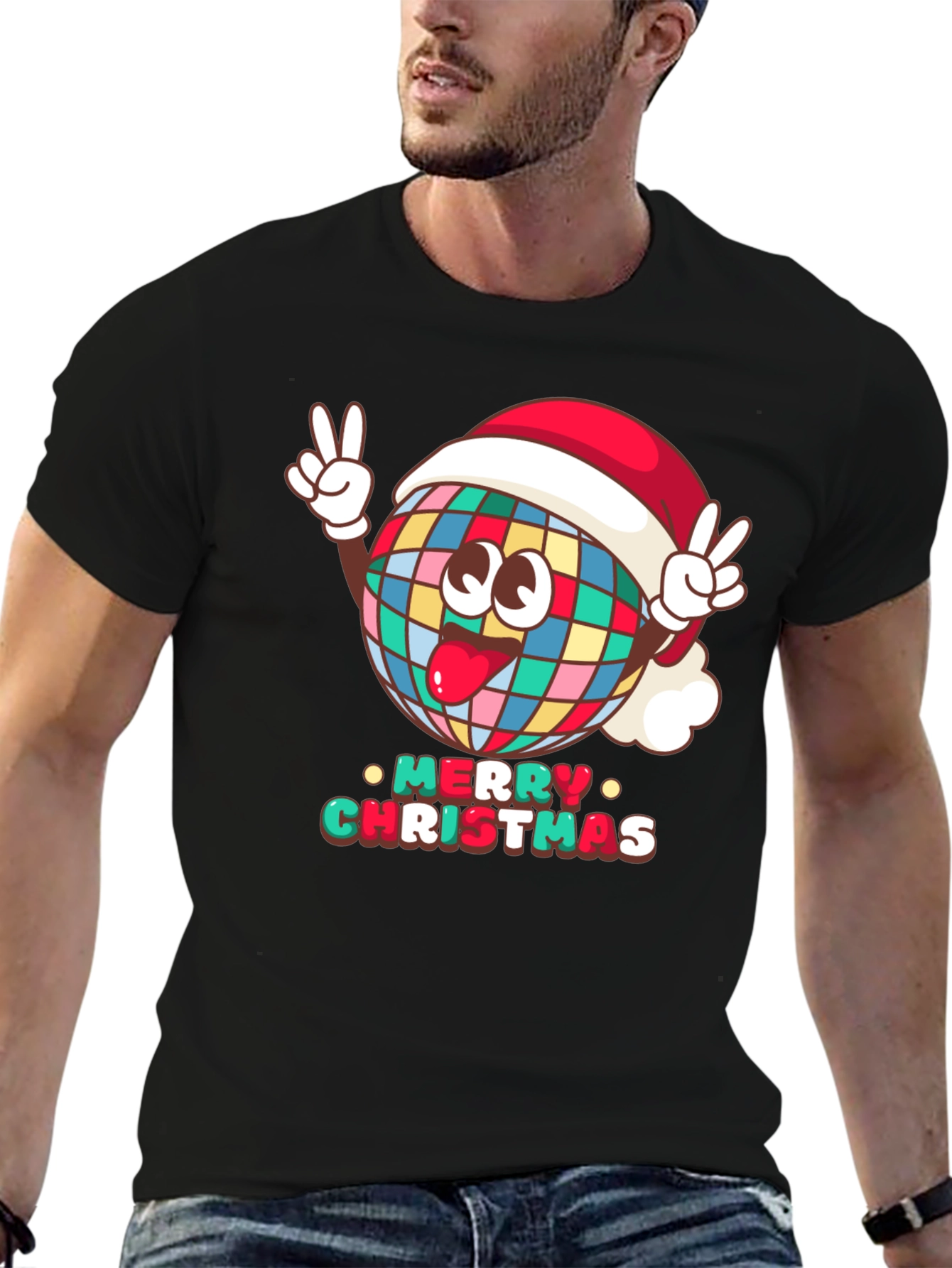 Merry Christmas Disco Ball Graphic Tee