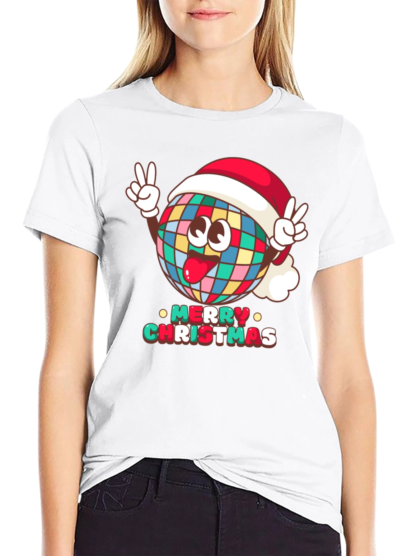 Merry Christmas Disco Ball Graphic Tee