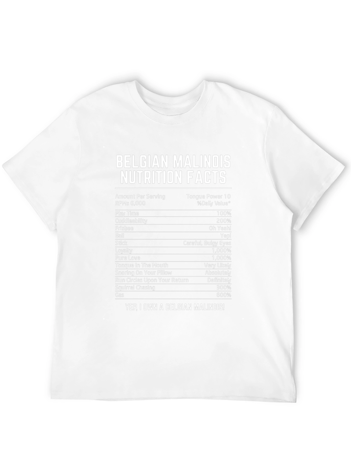Belgian Malinois Nutrition Facts Novelty Graphic T-Shirt