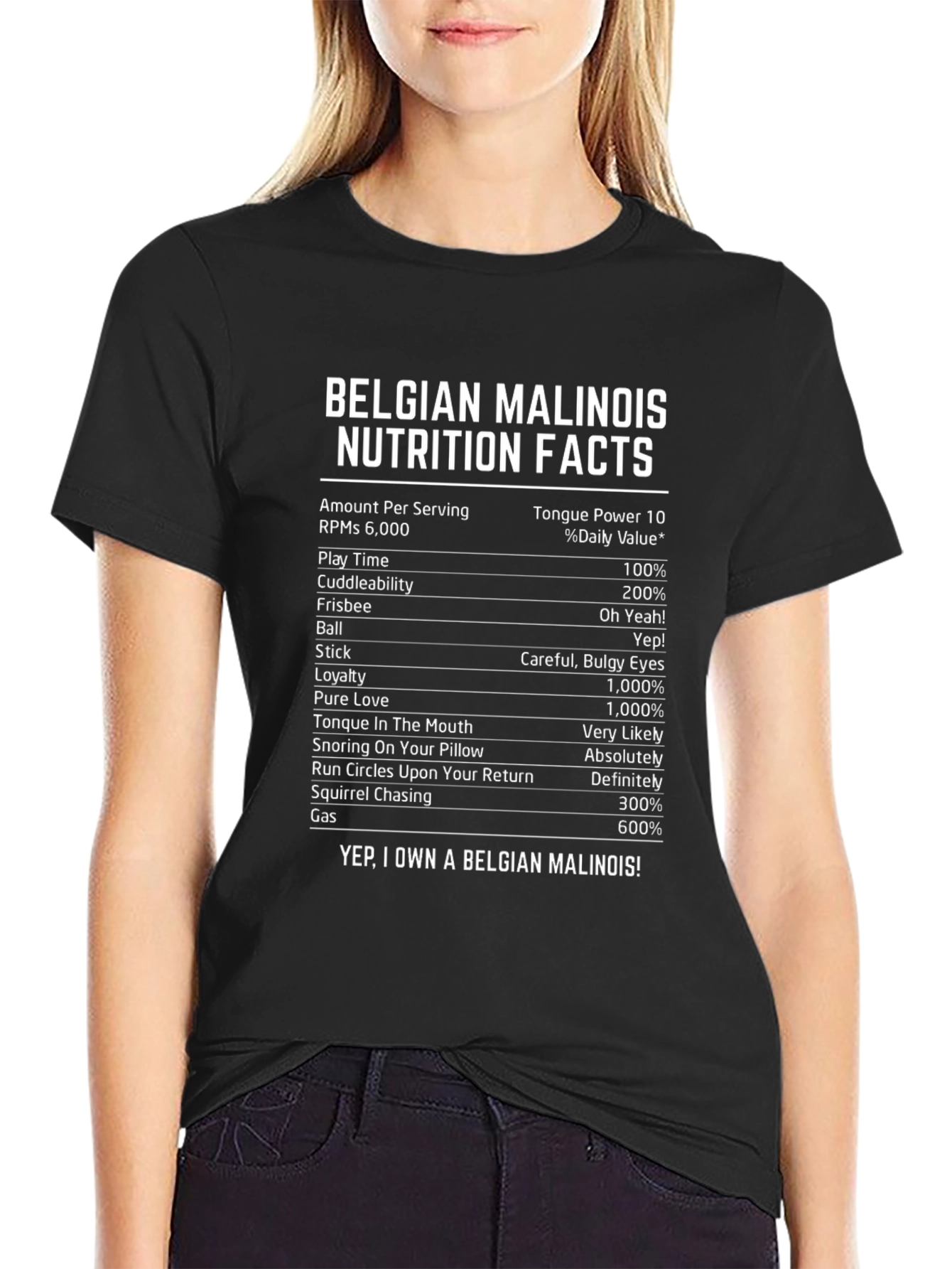 Belgian Malinois Nutrition Facts Novelty Graphic T-Shirt