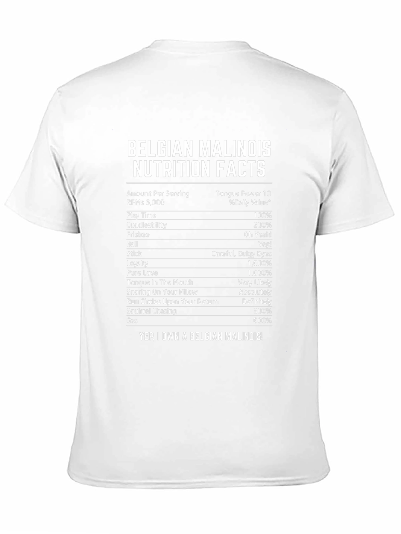 Belgian Malinois Nutrition Facts Novelty Graphic T-Shirt
