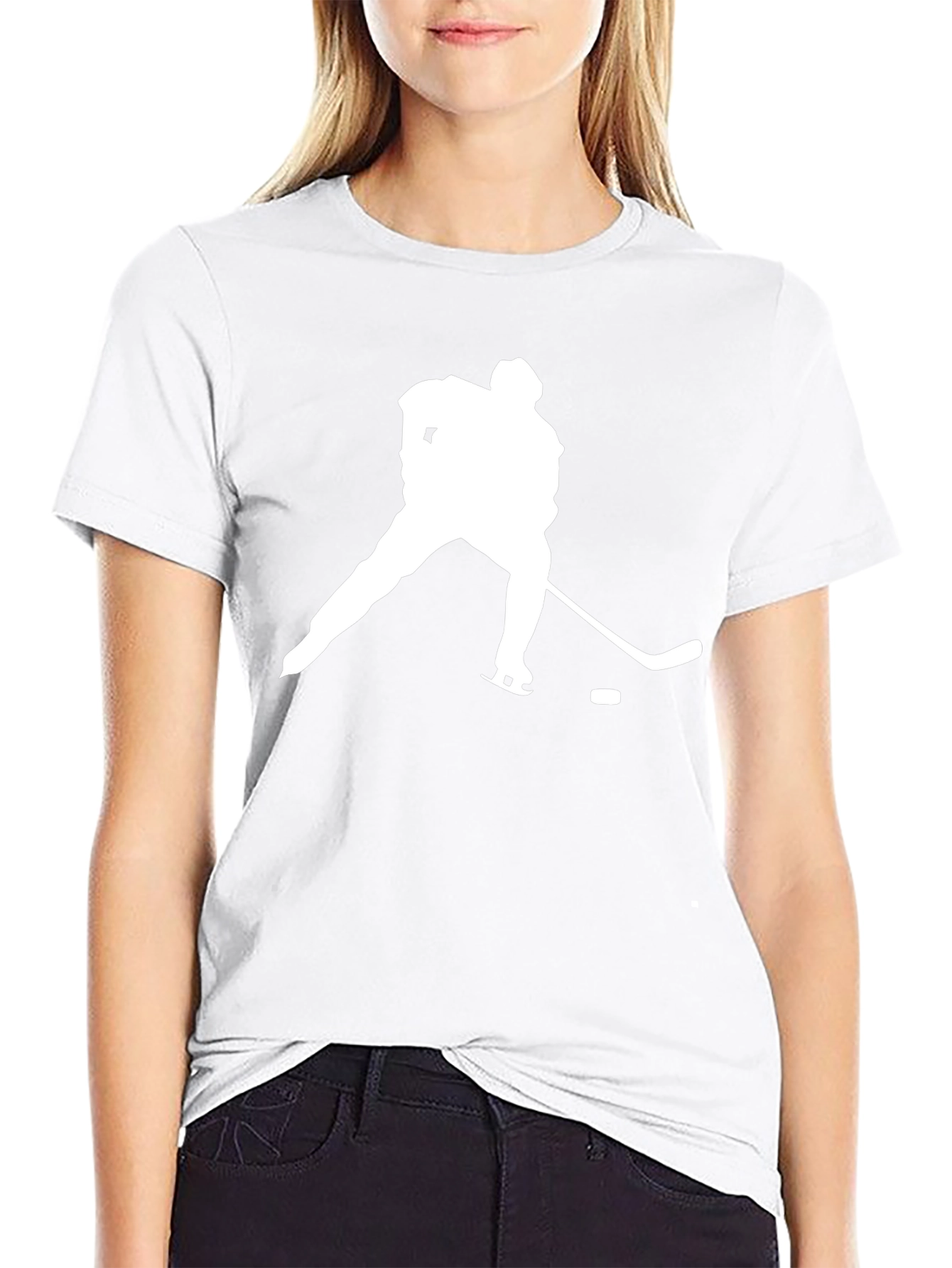 Hockey Player Silhouette T-Shirt - Black