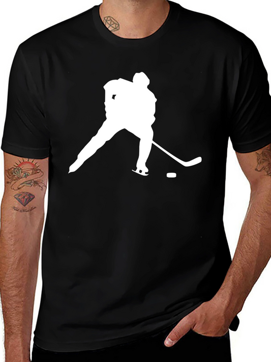 Hockey Player Silhouette T-Shirt - Black