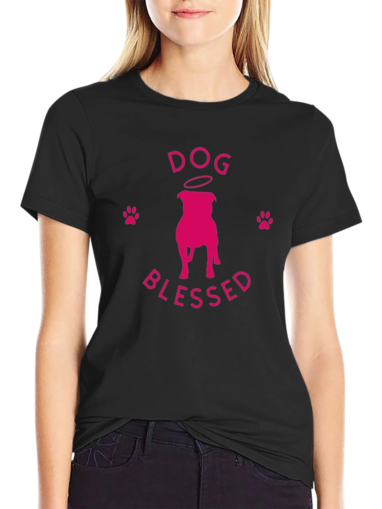 Dog Blessed T-Shirt - Pink Graphic Print