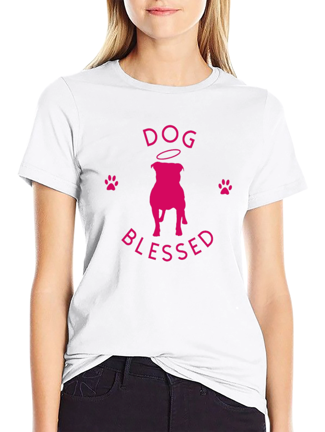 Dog Blessed T-Shirt - Pink Graphic Print