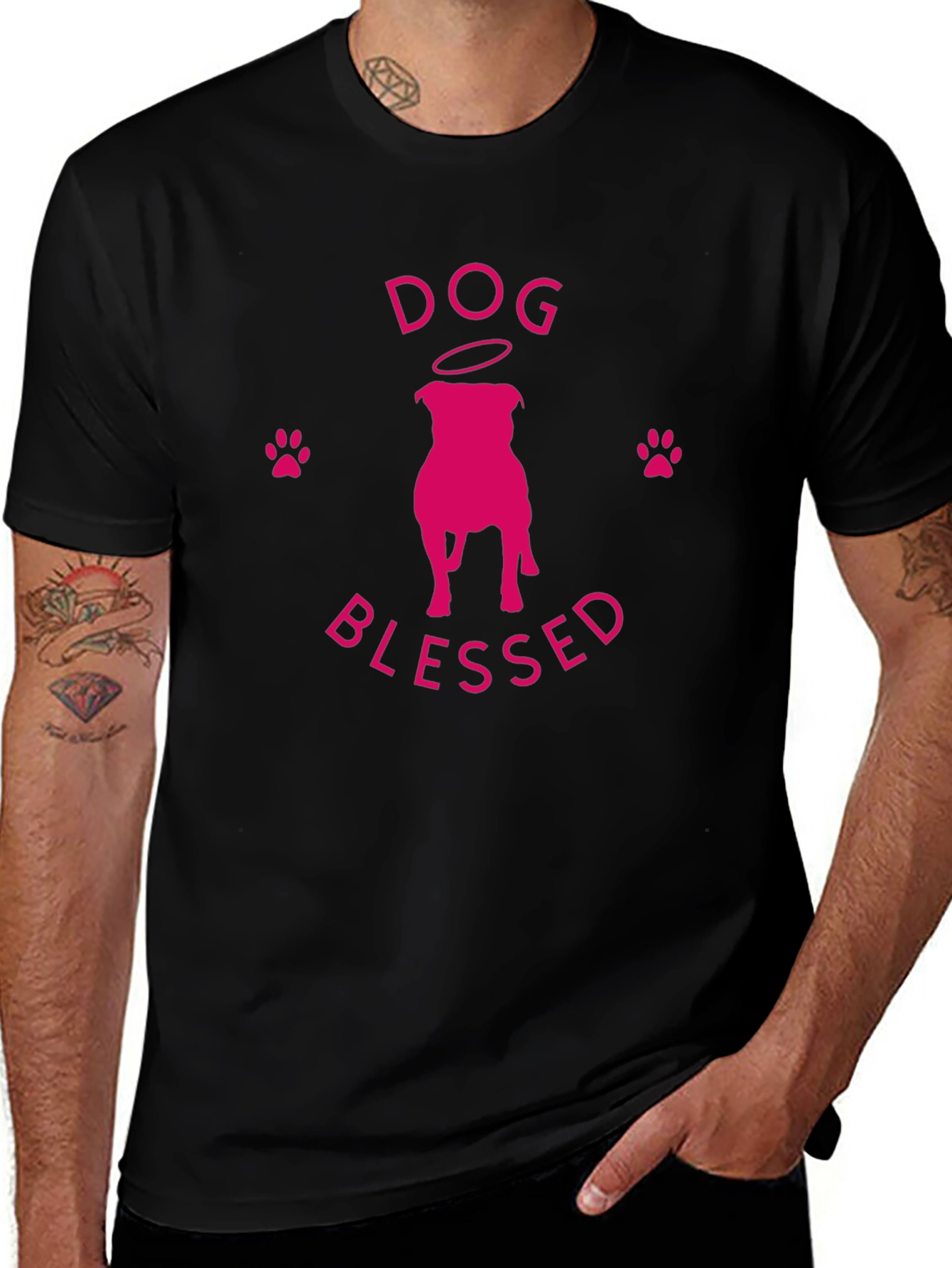 Dog Blessed T-Shirt - Pink Graphic Print