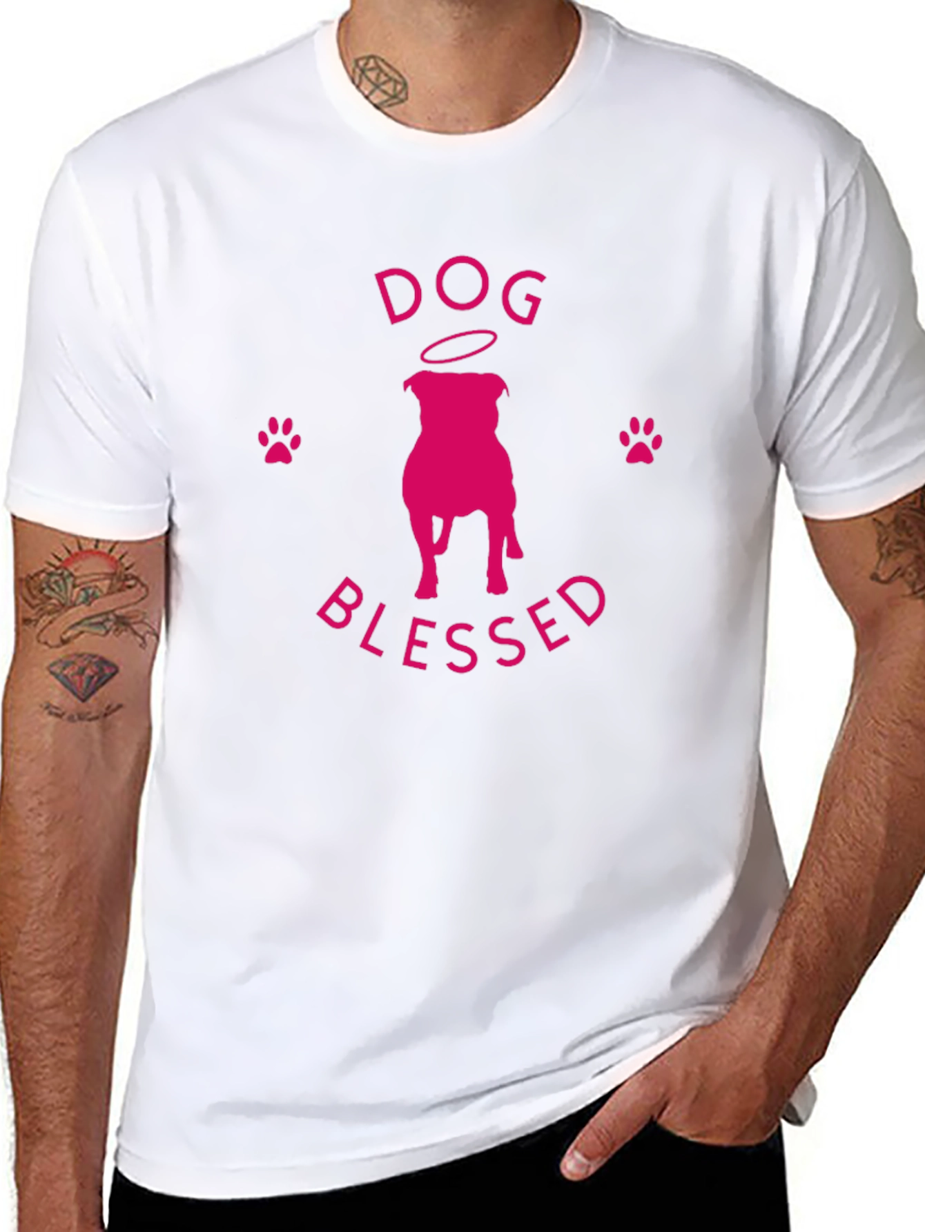 Dog Blessed T-Shirt - Pink Graphic Print
