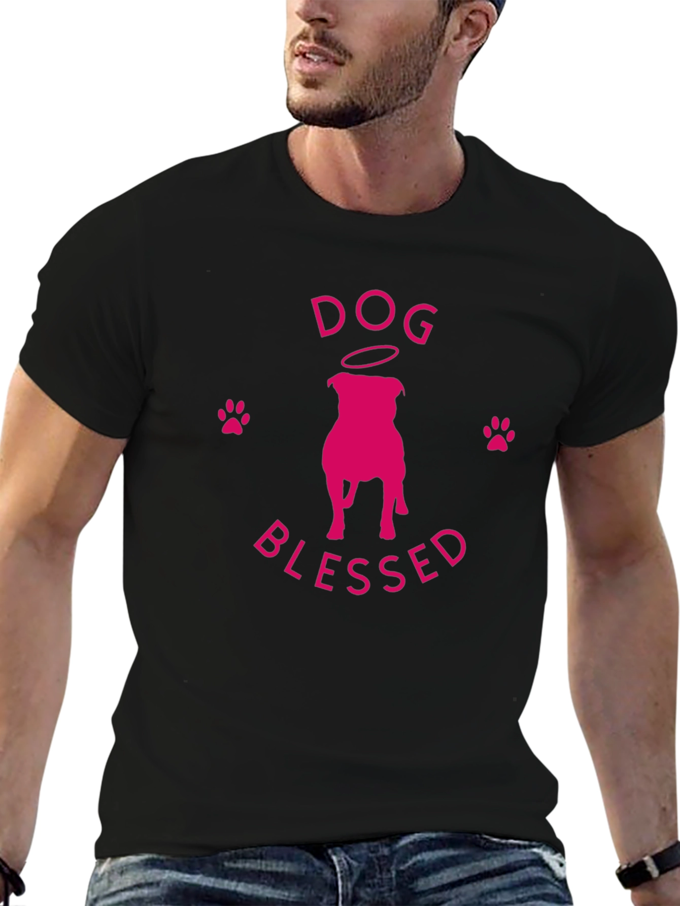 Dog Blessed T-Shirt - Pink Graphic Print