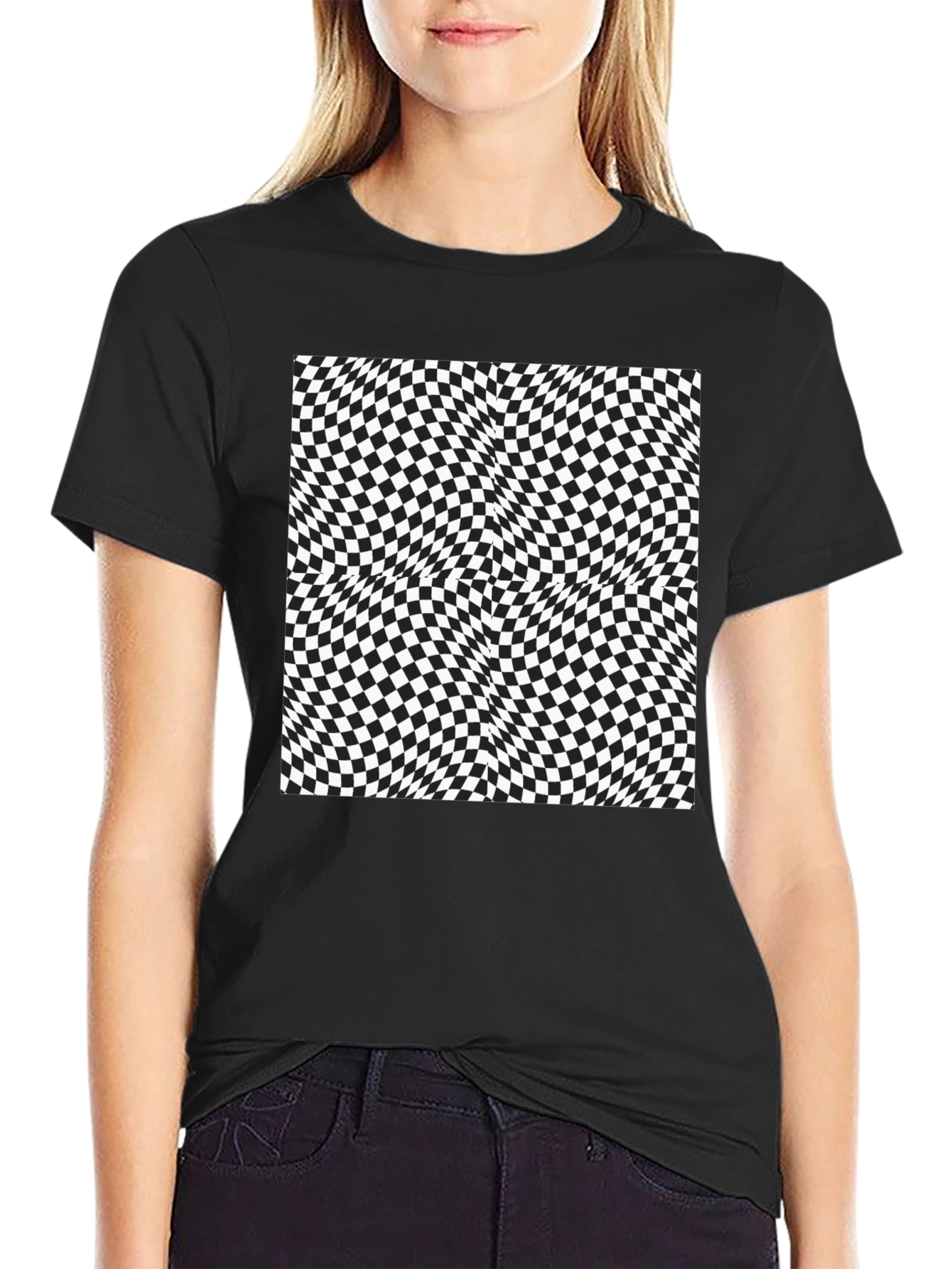 Optical Illusion Checkerboard Tee